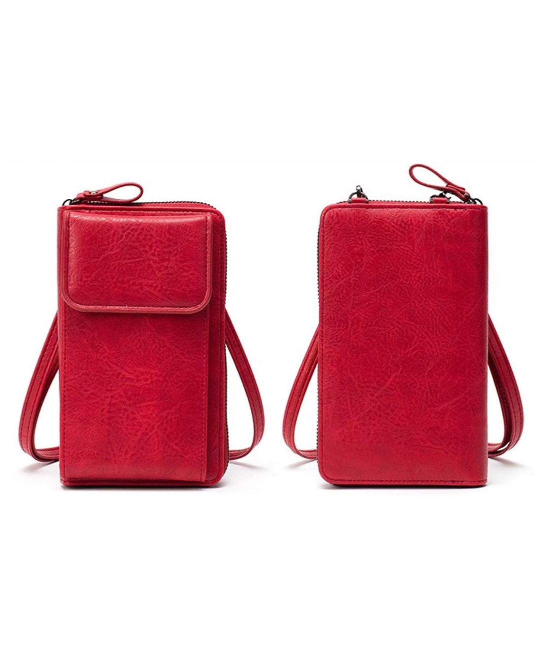 Momisy Multi-Function Crossbody Bags for Women Mobile Cell Phone Holder Card Pocket Bag Stylish Pu Leather Sling Bags for Women Girls Purse Wallet Mini Shoulder Bags - Red-image-15