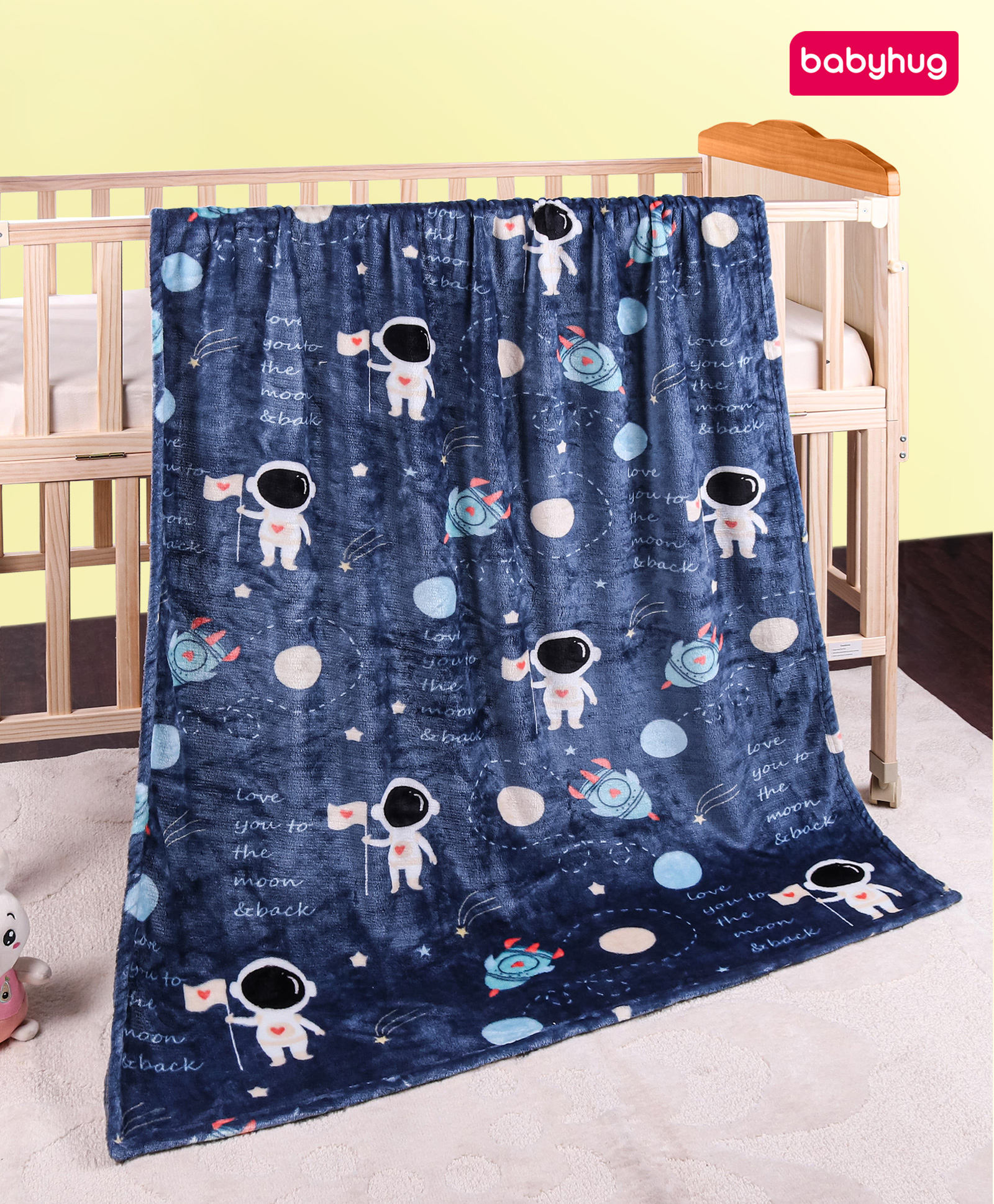 Babyhug Coral All Season Blanket Planet Print - Navy Blue-image-16