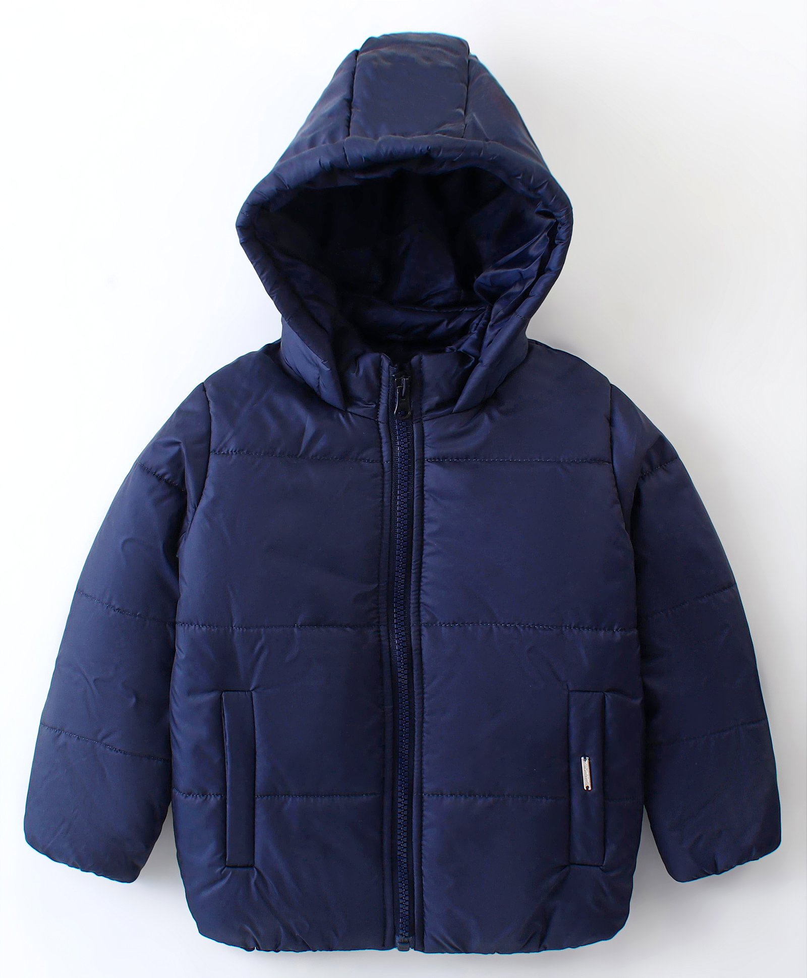 Yellow Apple Woven Full Sleeves Padded Hooded Solid Colour Jacket - Navy Blue-picture-15