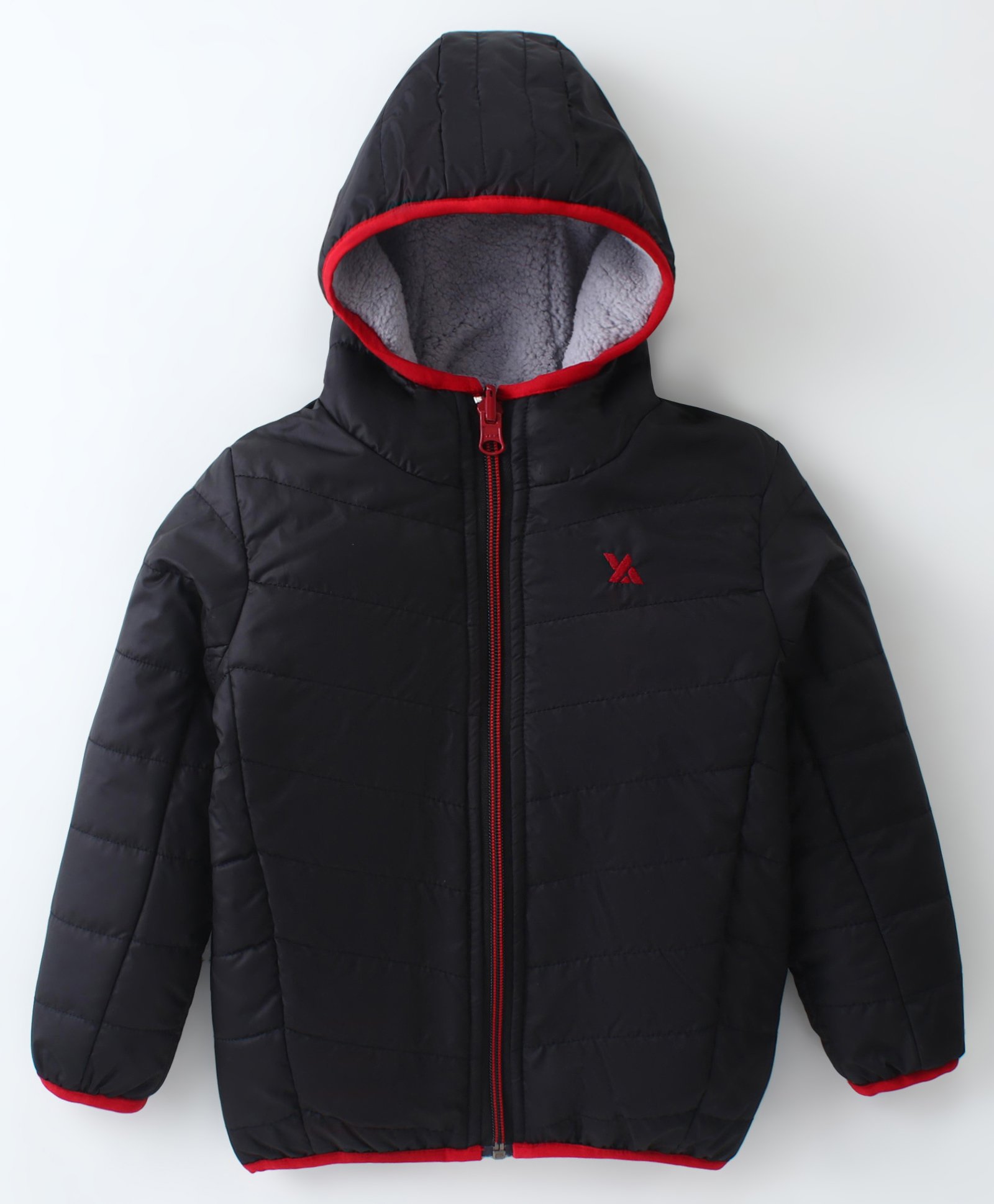 Yellow Apple Woven Full Sleeves Padded Hooded Solid Colour Jacket - Black-image-36