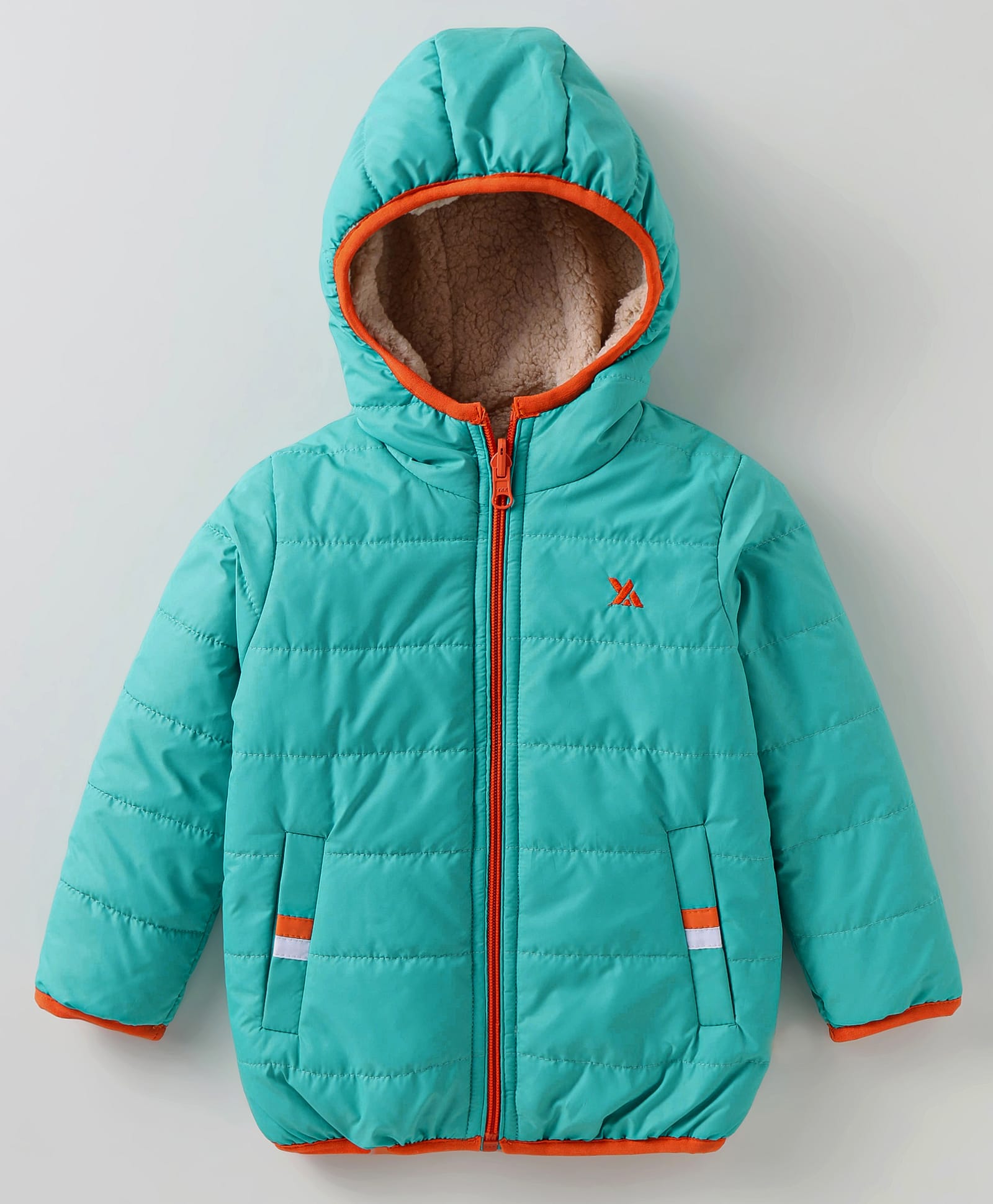 Yellow Apple Full Sleeves Padded Hooded Jacket With Logo Detailing - Green-image-38