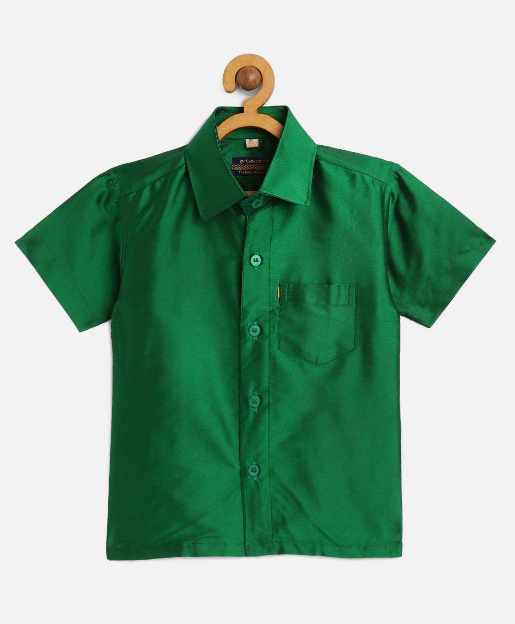 THANGAMAGAN Viscose Half Sleeves Soild Lining Shirt - Teal Green-picture-17