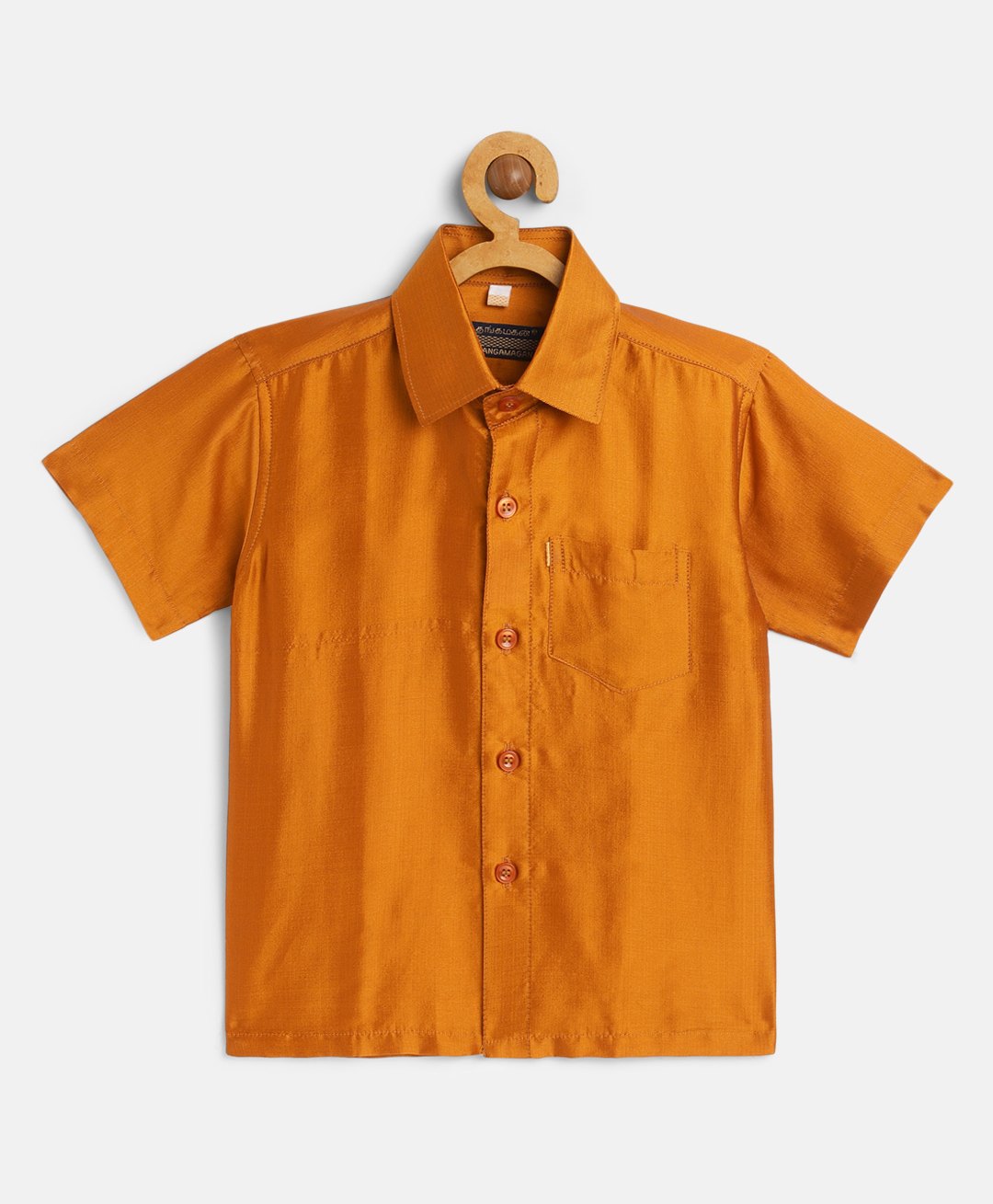 THANGAMAGAN Viscose Half Sleeves Soild Lining Shirt - Mustard-picture-33
