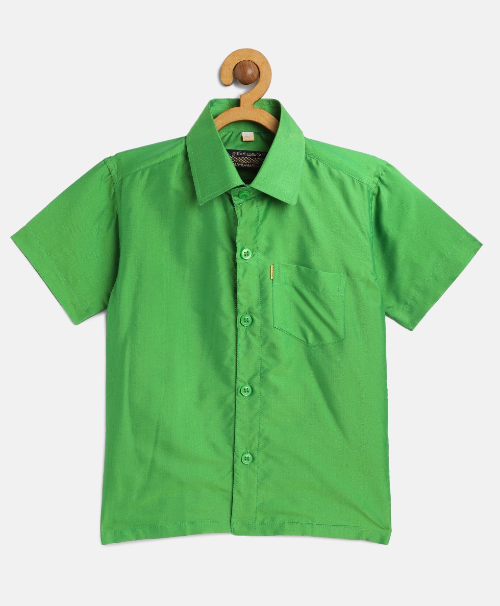 THANGAMAGAN Viscose Half Sleeves Soild Lining Shirt -  Parrot Green-picture-12