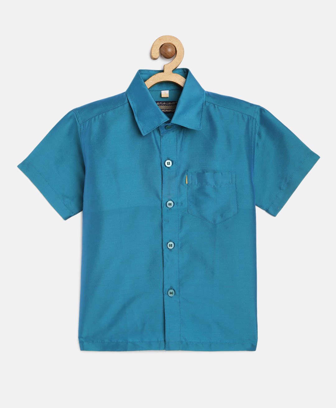 THANGAMAGAN Viscose Half Sleeves Soild Lining Shirt -Dark Blue-picture-33