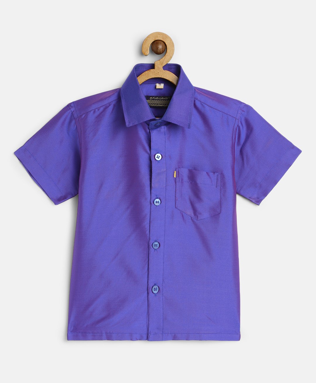 THANGAMAGAN Viscose Half Sleeves Soild Lining Shirt - Violet-picture-28