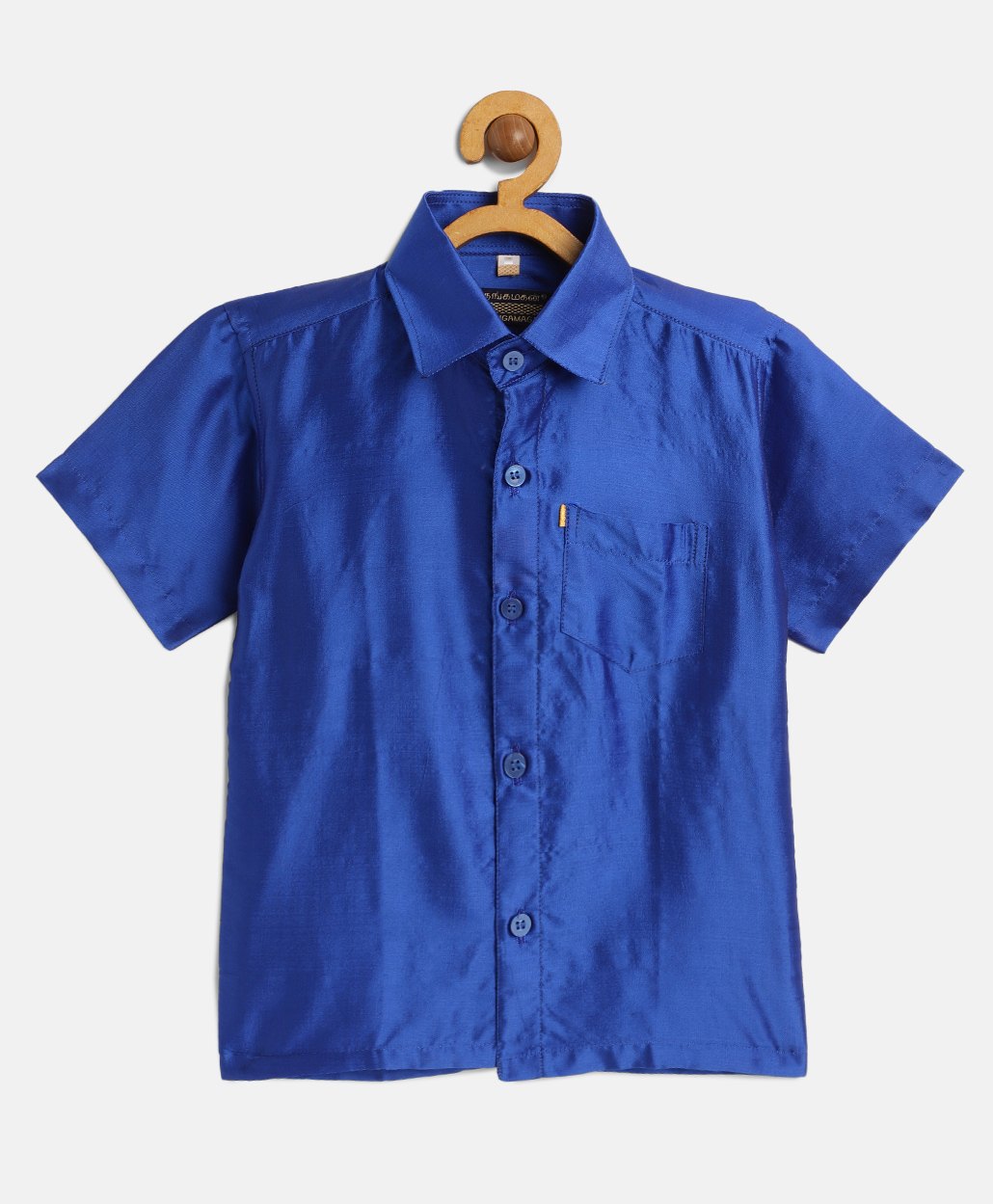 THANGAMAGAN Viscose Half Sleeves Soild Lining Shirt -Indigo Blue-picture-12