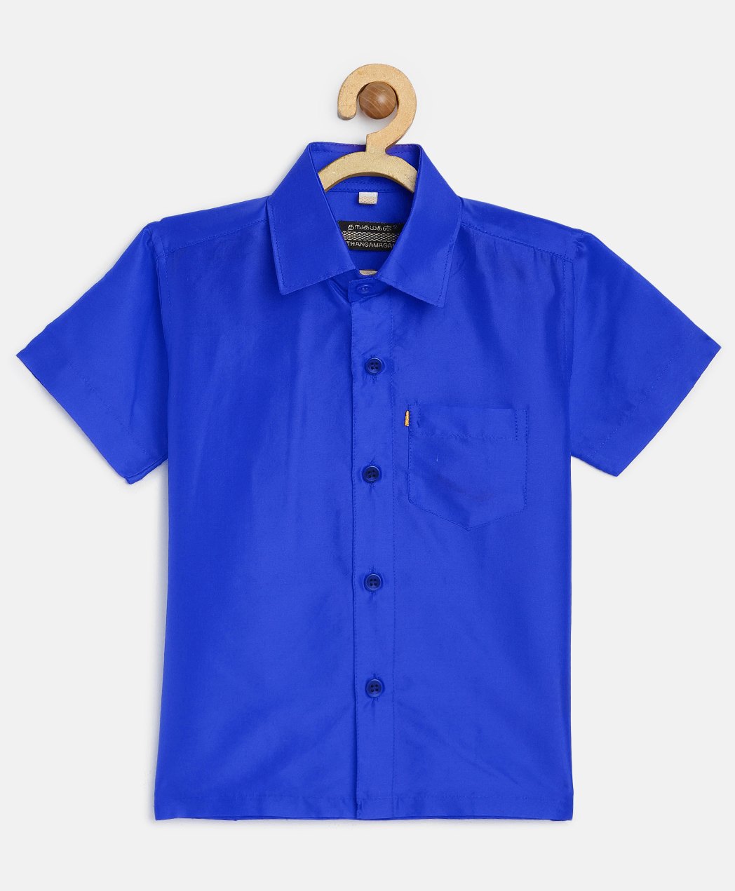 THANGAMAGAN Half Sleeves Solid Shirt - Blue-image-0