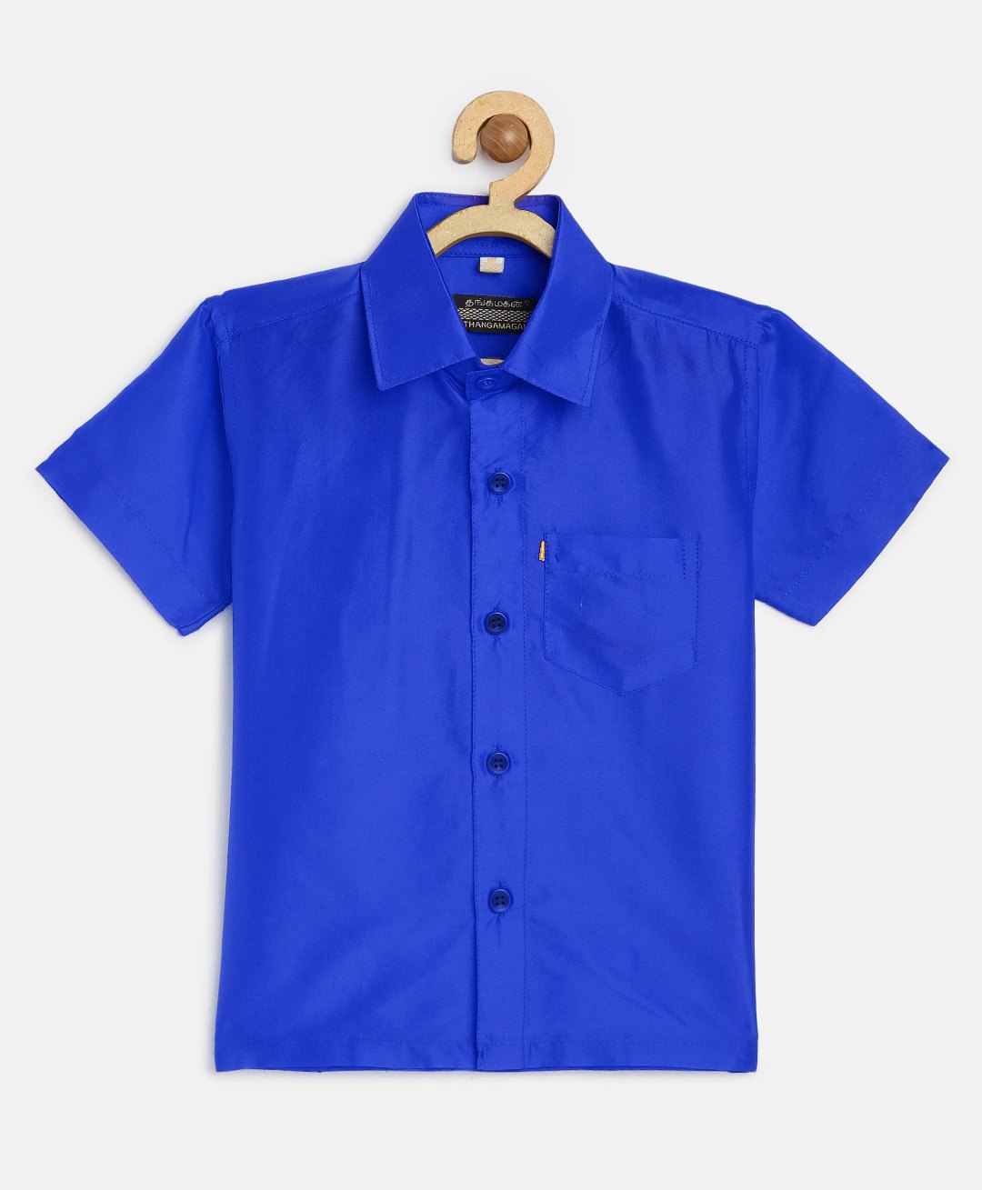 THANGAMAGAN Viscose Half Sleeves Soild Lining Shirt - Blue-image-7