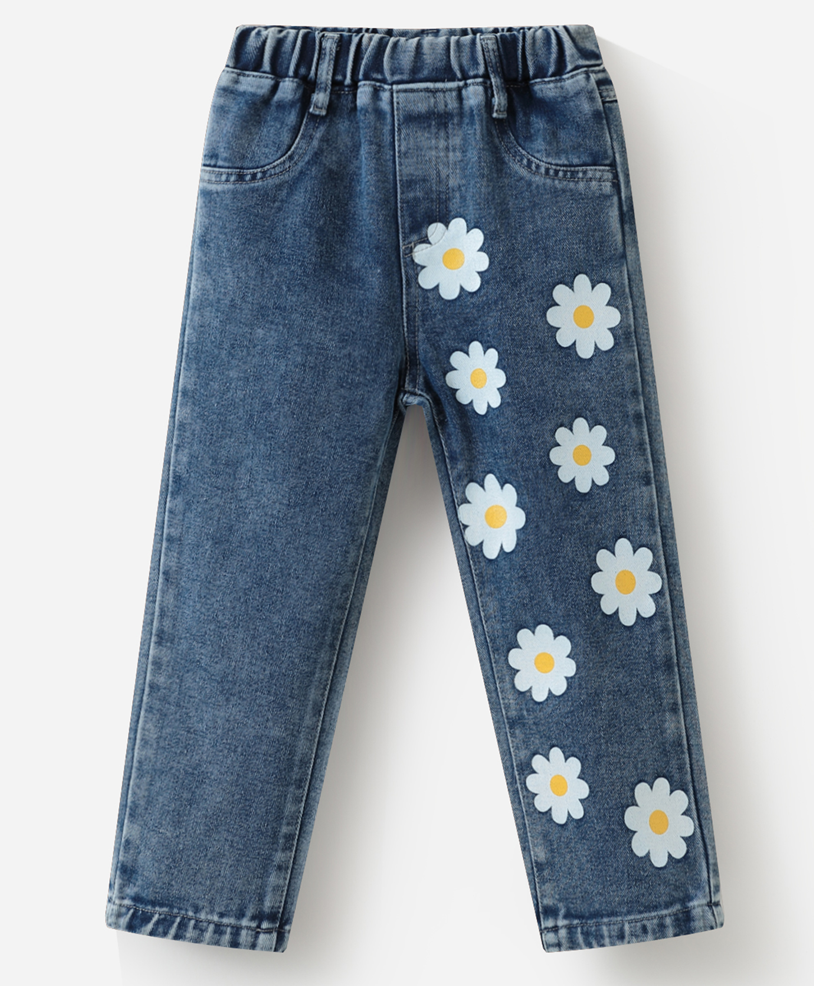 Kookie Kids Full Length Floral Printed WashedDenim Jeans - Navy Blue-picture-12