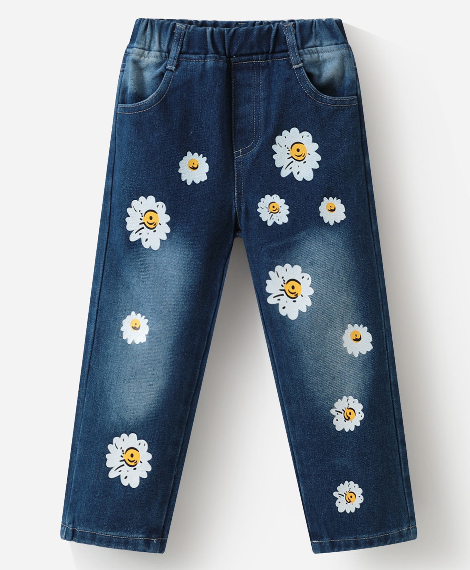 Kookie Kids Full Length Floral Printed WashedDenim Jeans - Navy Blue-picture-23