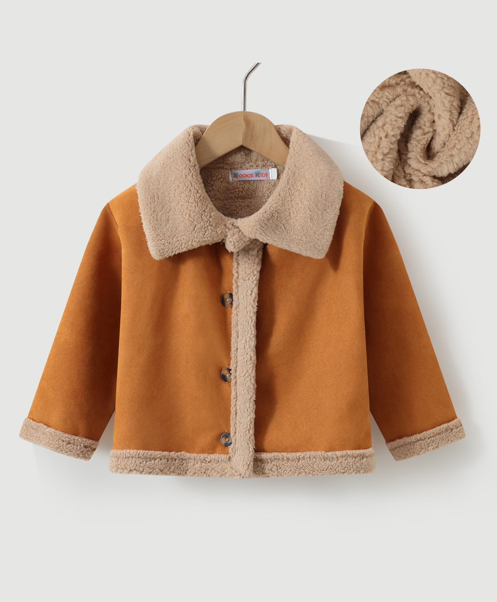 Kookie Kids Full Sleeves Collar Neck Winter Jacket With Fur Detailing - Brown-picture-12