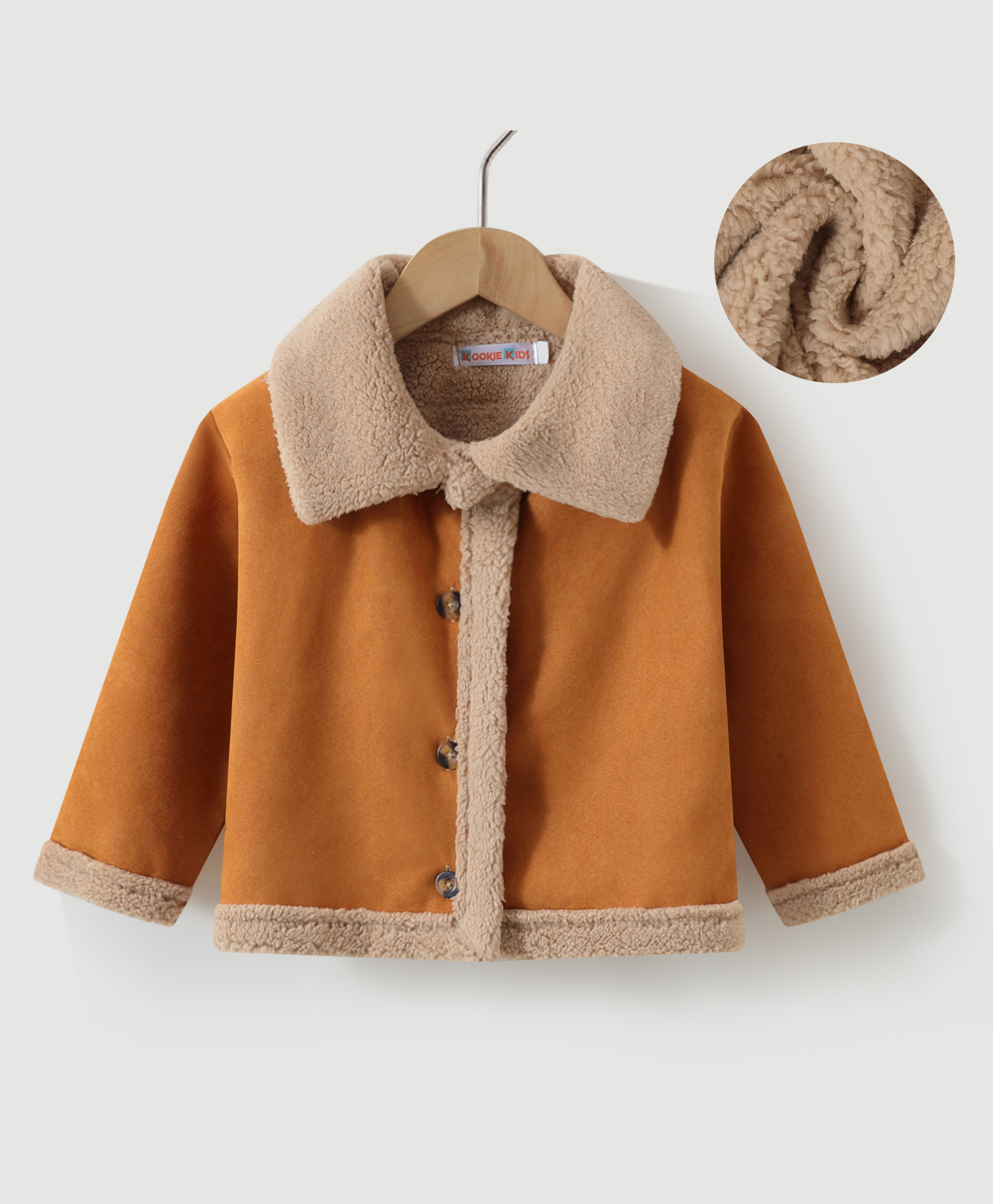 Kookie Kids Full Sleeves Collar Neck Winter Jacket With Fur Detailing - Brown-picture-23