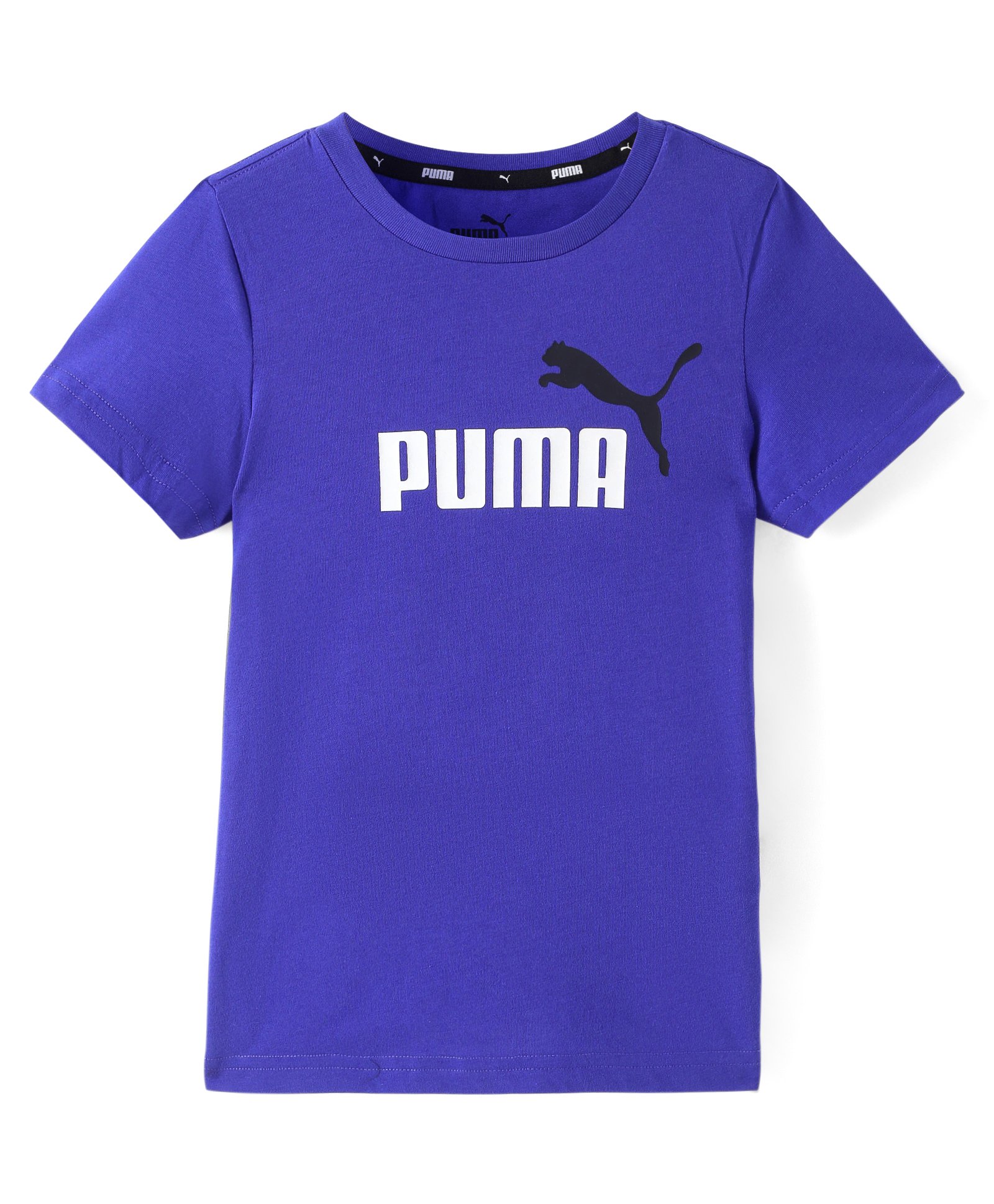 PUMA Cotton Knit Half Sleeves Solid T-Shirt with Logo Print - Blue-picture-27
