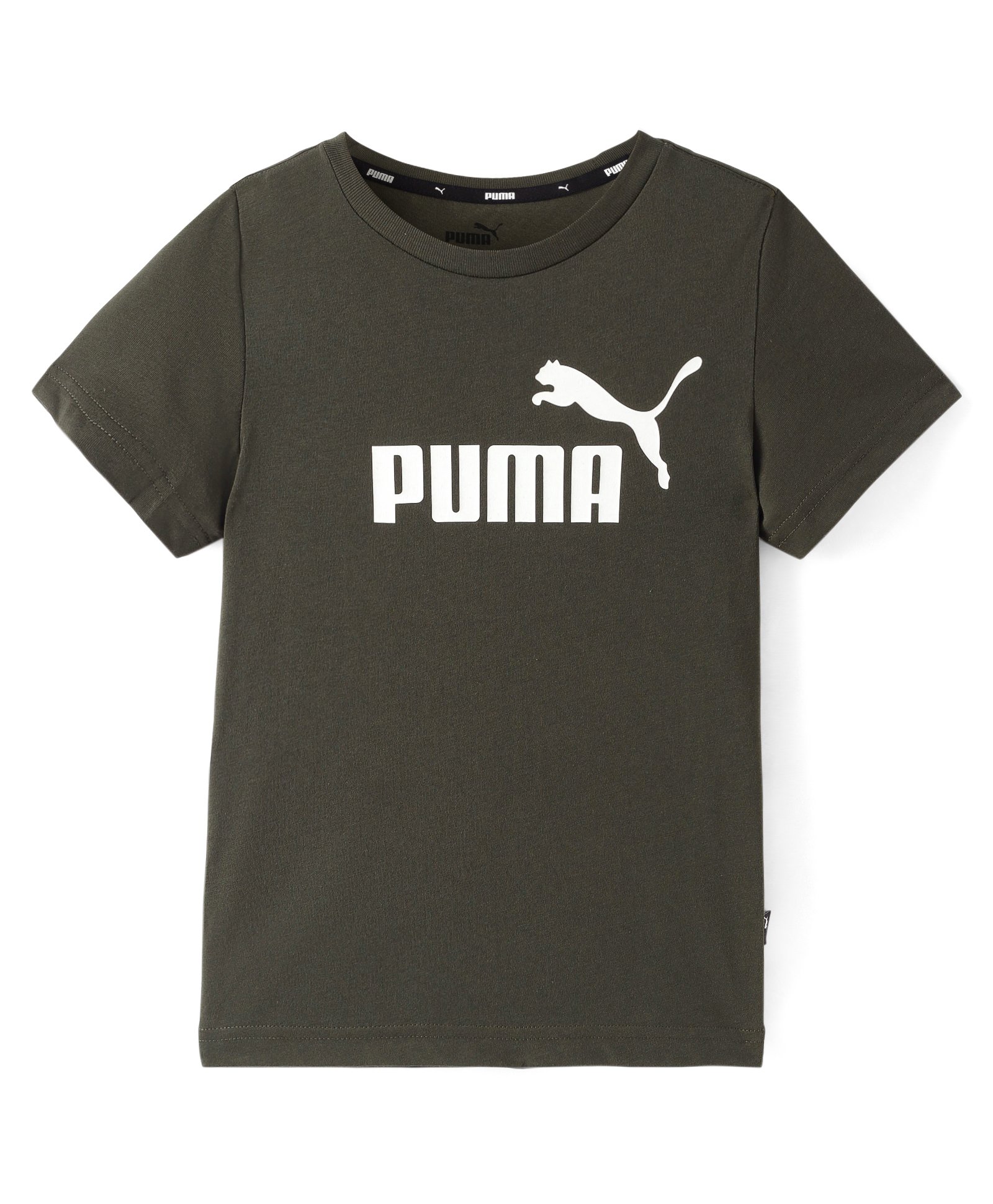 Puma Cotton Knit Half Sleeves T-Shirt With Logo Print - Dark Green-picture-17