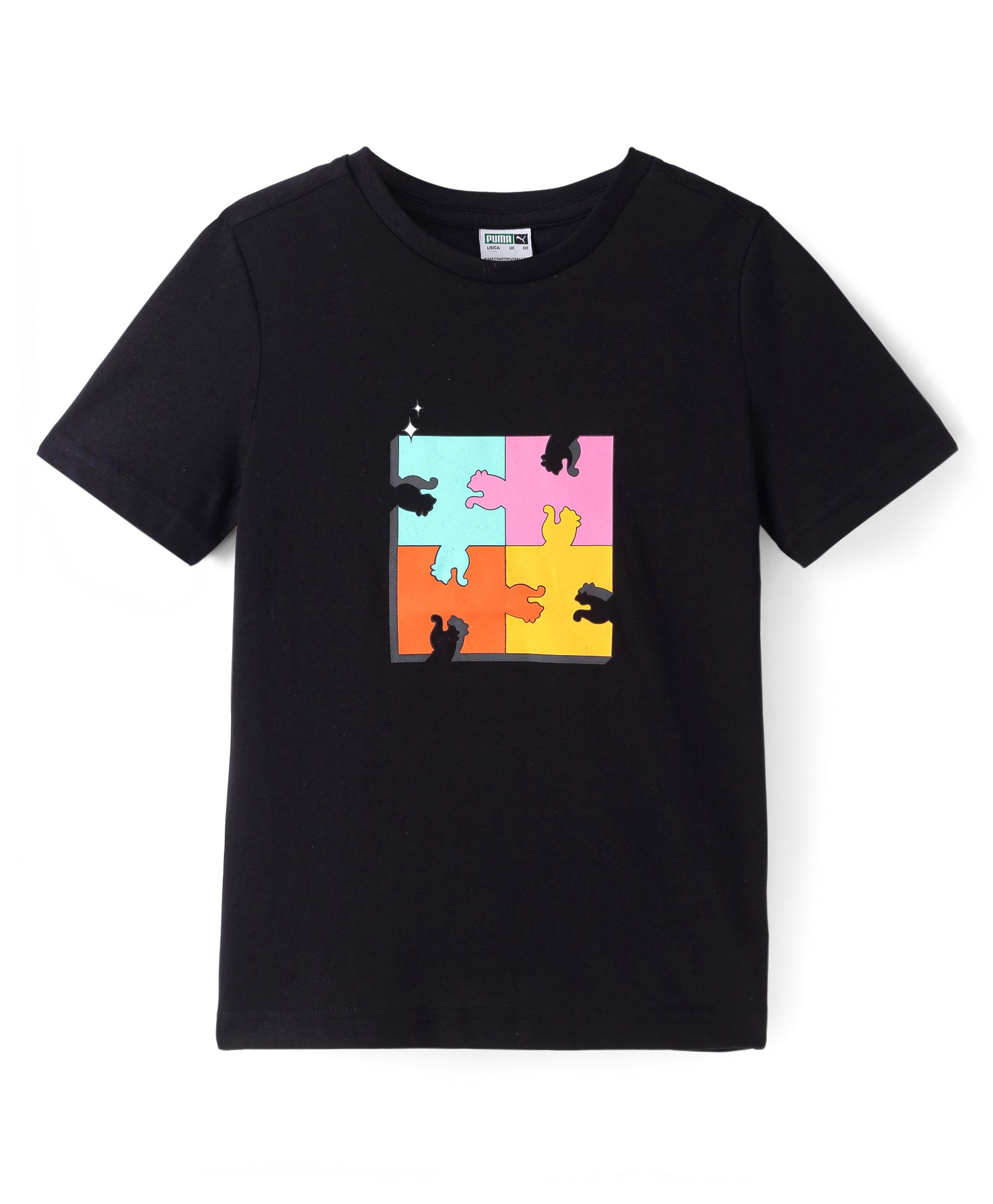 Puma Cotton Knit Half Sleeves T-Shirt With Puzzle Print - Black-picture-29