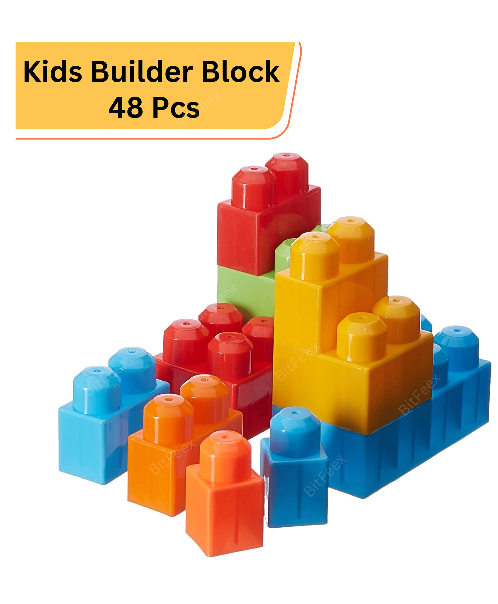 BitFeex Big Building Blocks for Kids Educational Builders Building Blocks, Best Gift Toy, Block Game for Kids Multicolor - 48 Pieces-image-35