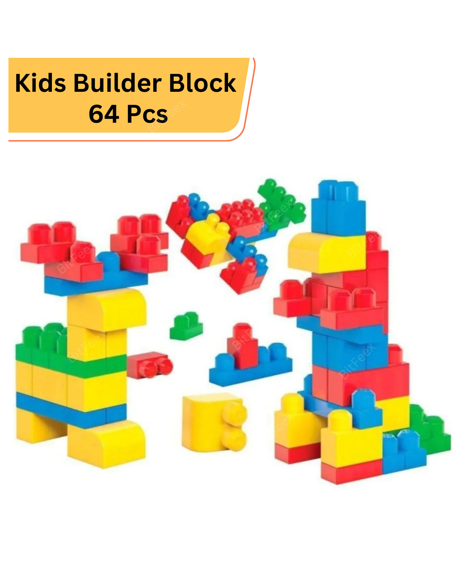 BitFeex Big Building Blocks for Kids Educational Builders Building Blocks, Best Gift Toy, Block Game for Kids Multicolor - 64 Pieces-image-33