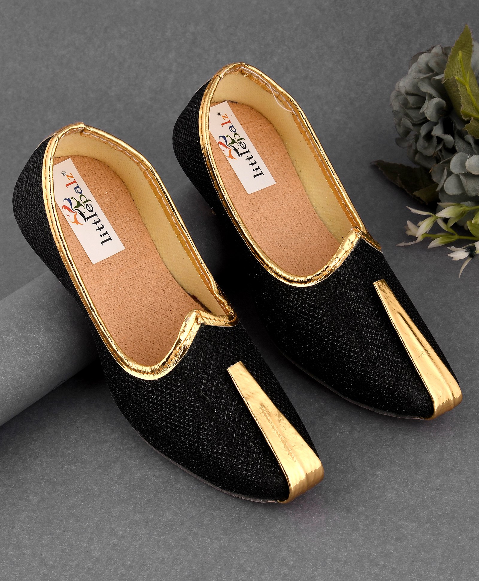 Little Palz Shimmer Detailed Mojaris - Black-image-46