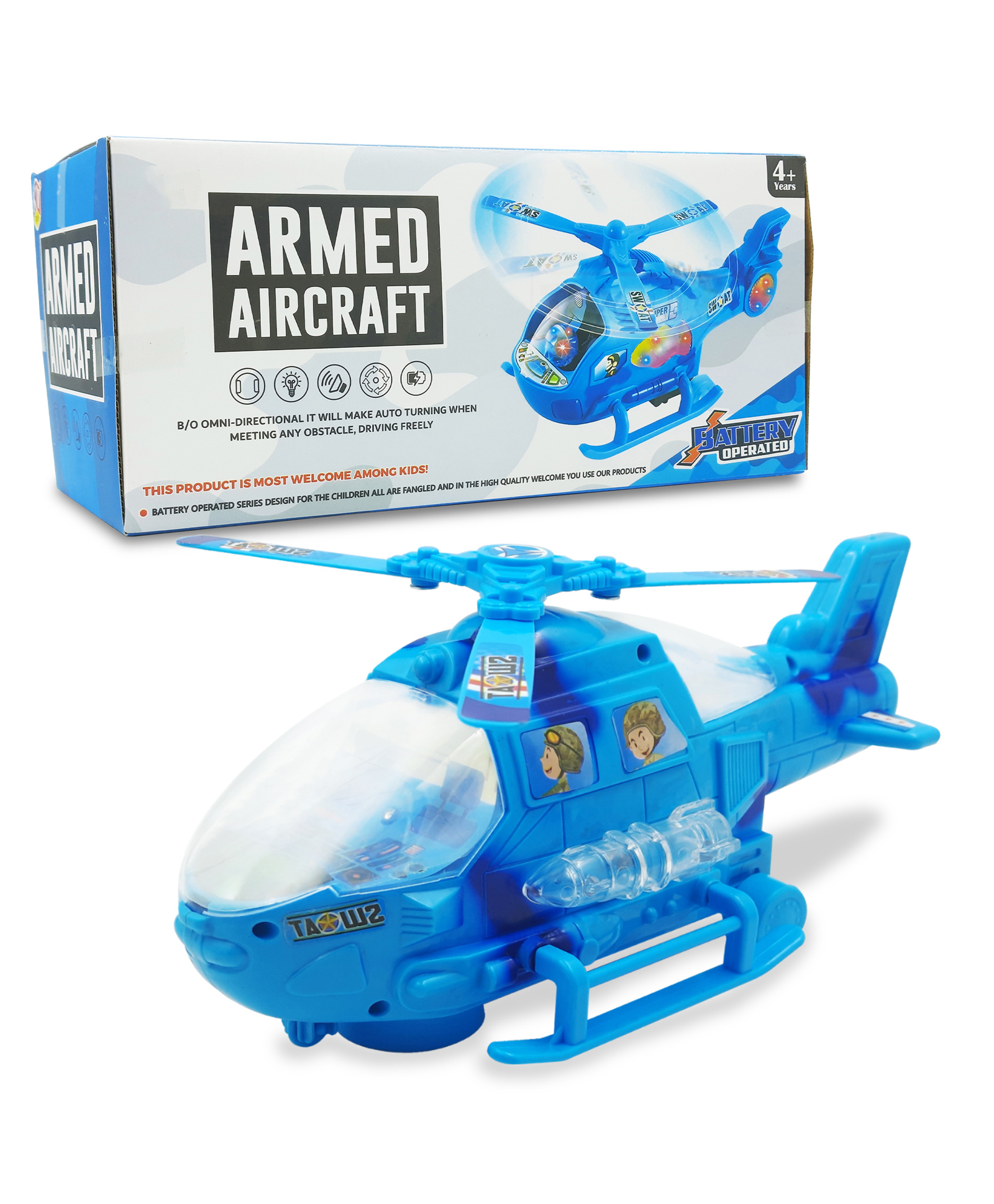 Sanjary Battery Operated Bump and Go Helicopter with 3D Light & Sound Toy for kids -Color & Design May Vary-picture-44