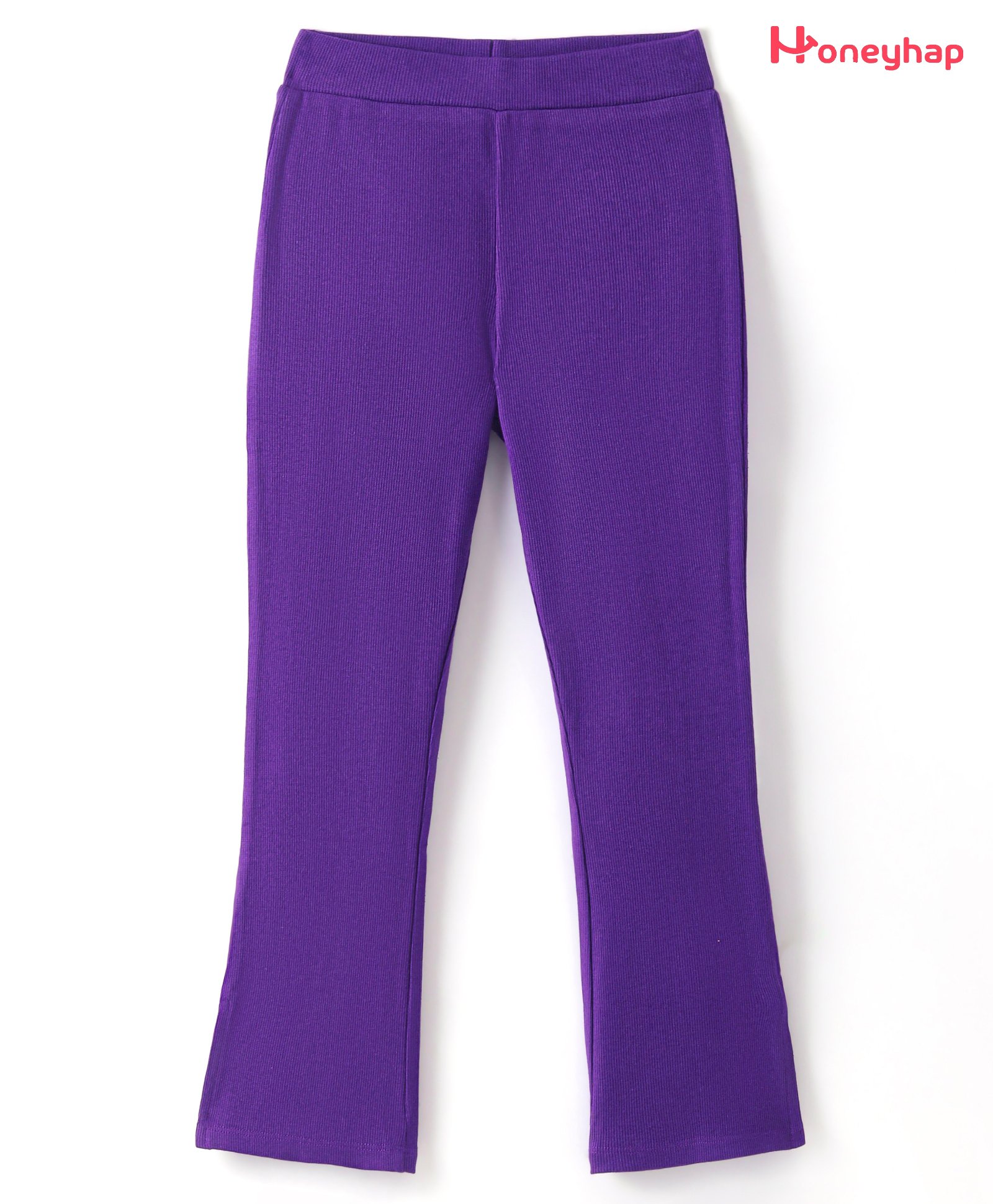 Honeyhap Premium  Cotton Elastane Full Length Solid Flared Leggings - Pansy Violet-image-5