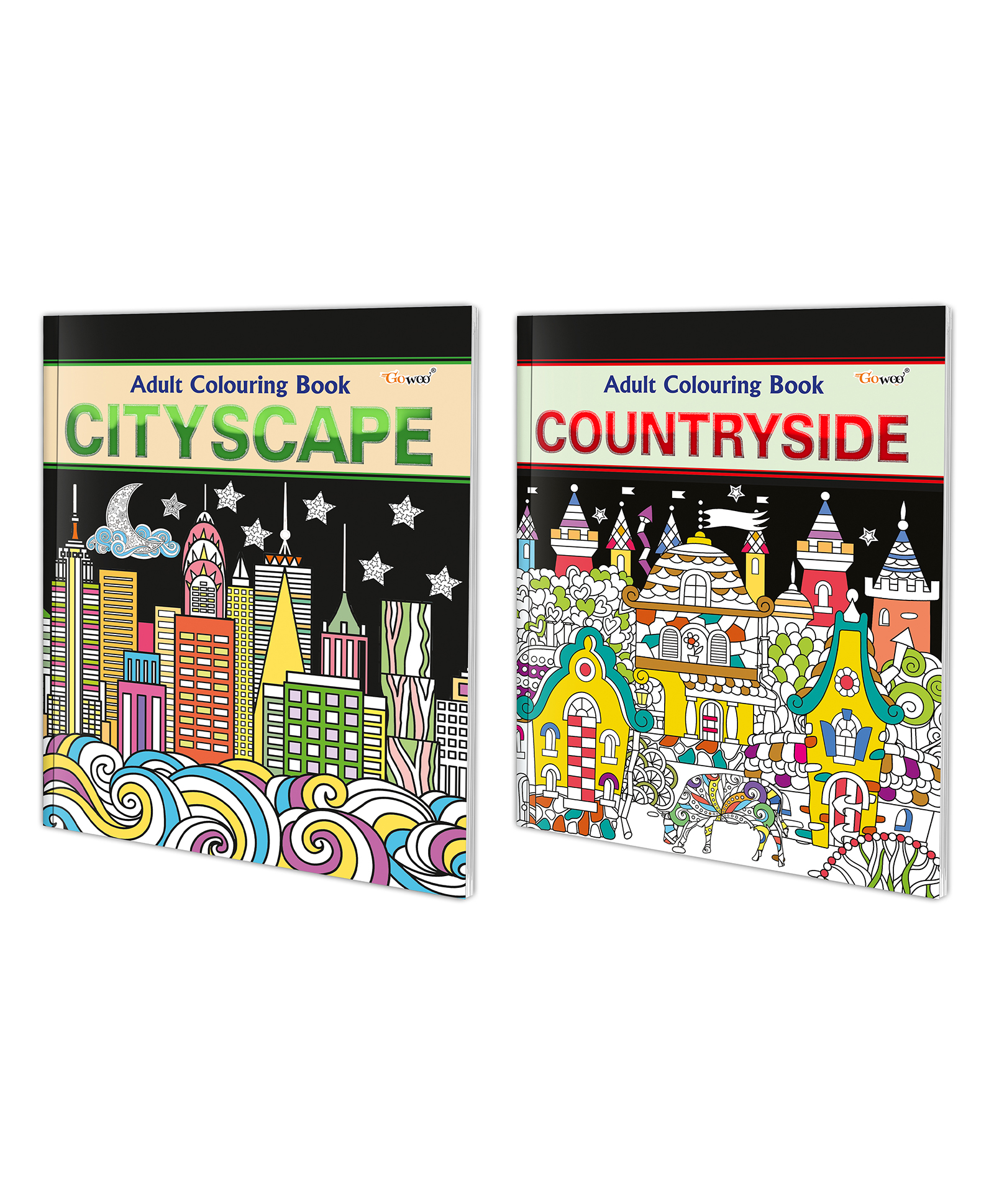 Cityscape and Countryside Adult Colouring Books : Creative Coloring Fun, Art Therapy Coloring Book, Mindful Coloring Art, Colouring book for Adults & Kids | Combo of 2 Adult colouring books- English-image-19