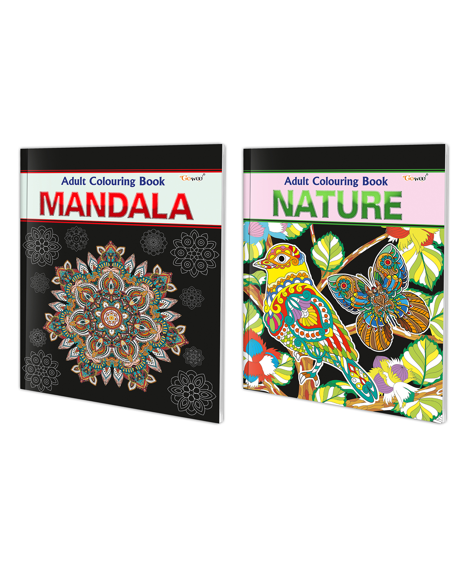 gowoo Mandala and Nature Adult Colouring Books : Relaxing Art Coloring Book, Creative Art Therapy Book, Coloring Book for Adults, Coloring for Relaxation | Pack of 2 Adult colouring books - English-picture-16