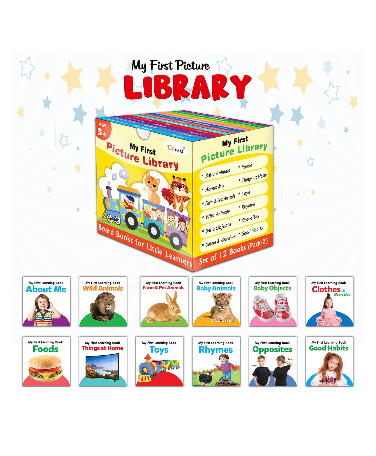 My First Picture Library Box Of 12 (Pre-School Books) | Gift Set For Kids in Yellow : Learning Board Books, Children's Early Learning Library box, Complete Board Book Set for Kids-image-23