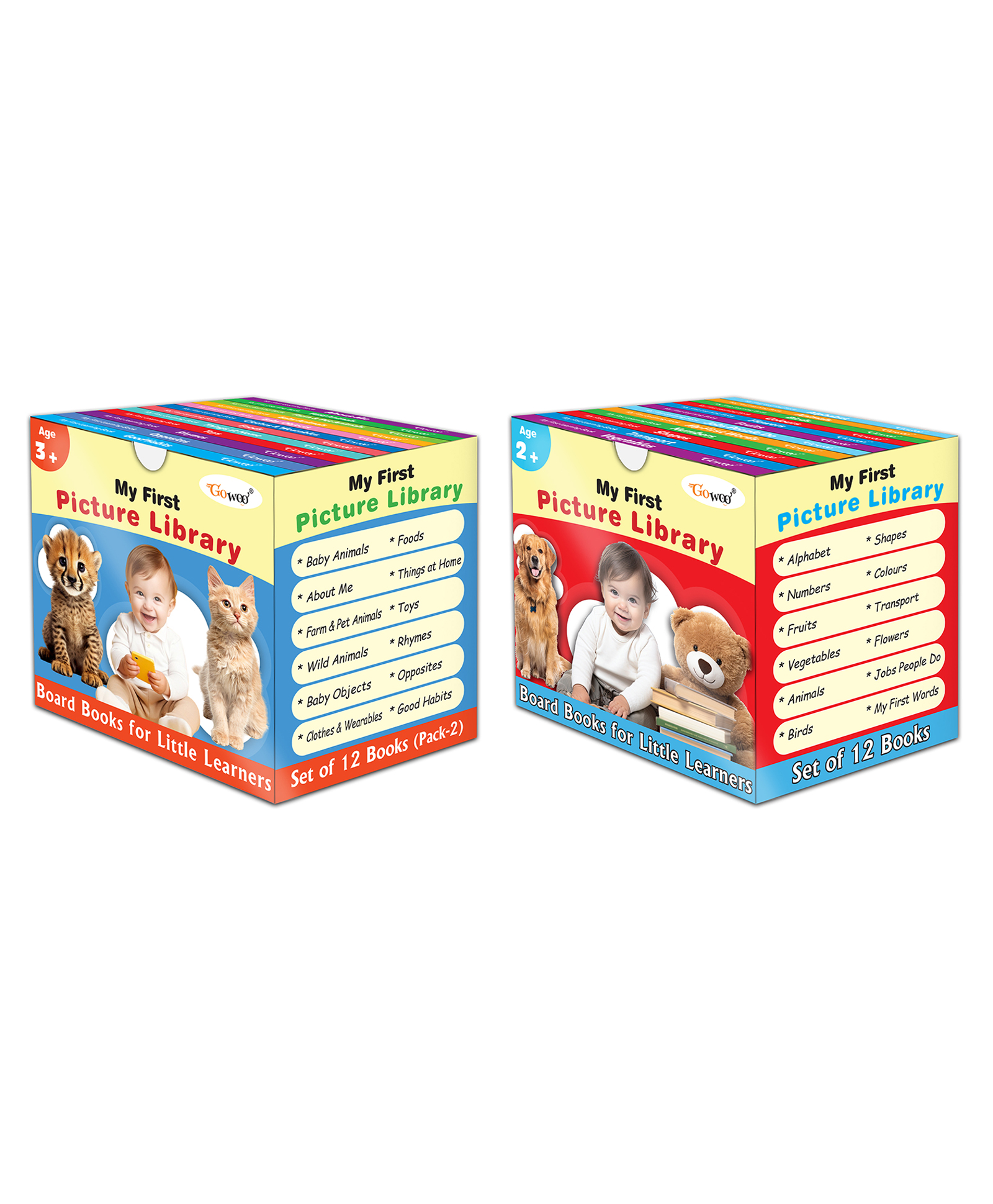 gowoo My First Picture Library Pack 1 and 2 (Red and Blue Edition) : Complete learning library set, Early learning board book for children, Educational board books | Pack of 2 Picture Library Boxes-picture-11