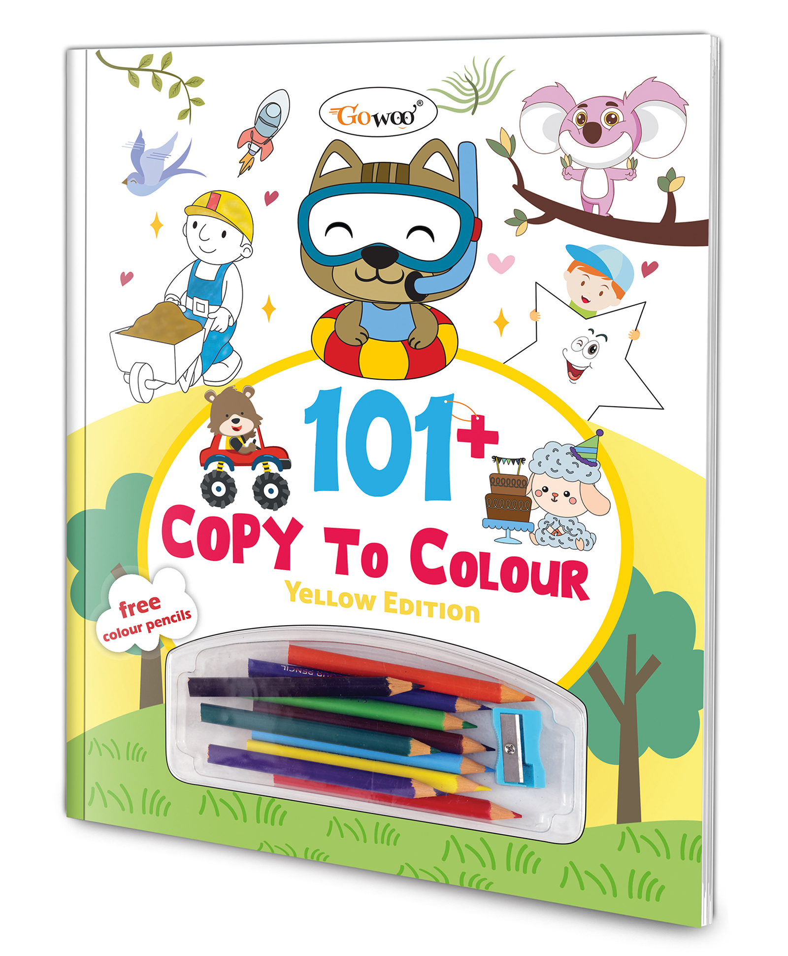 Gowoo 101+ Copy to Colour - Yellow Edition : Educational Coloring Book, Kids Color Copy Book, Creative Learning Coloring Book, Coloring Fun for young kids -English-image-39