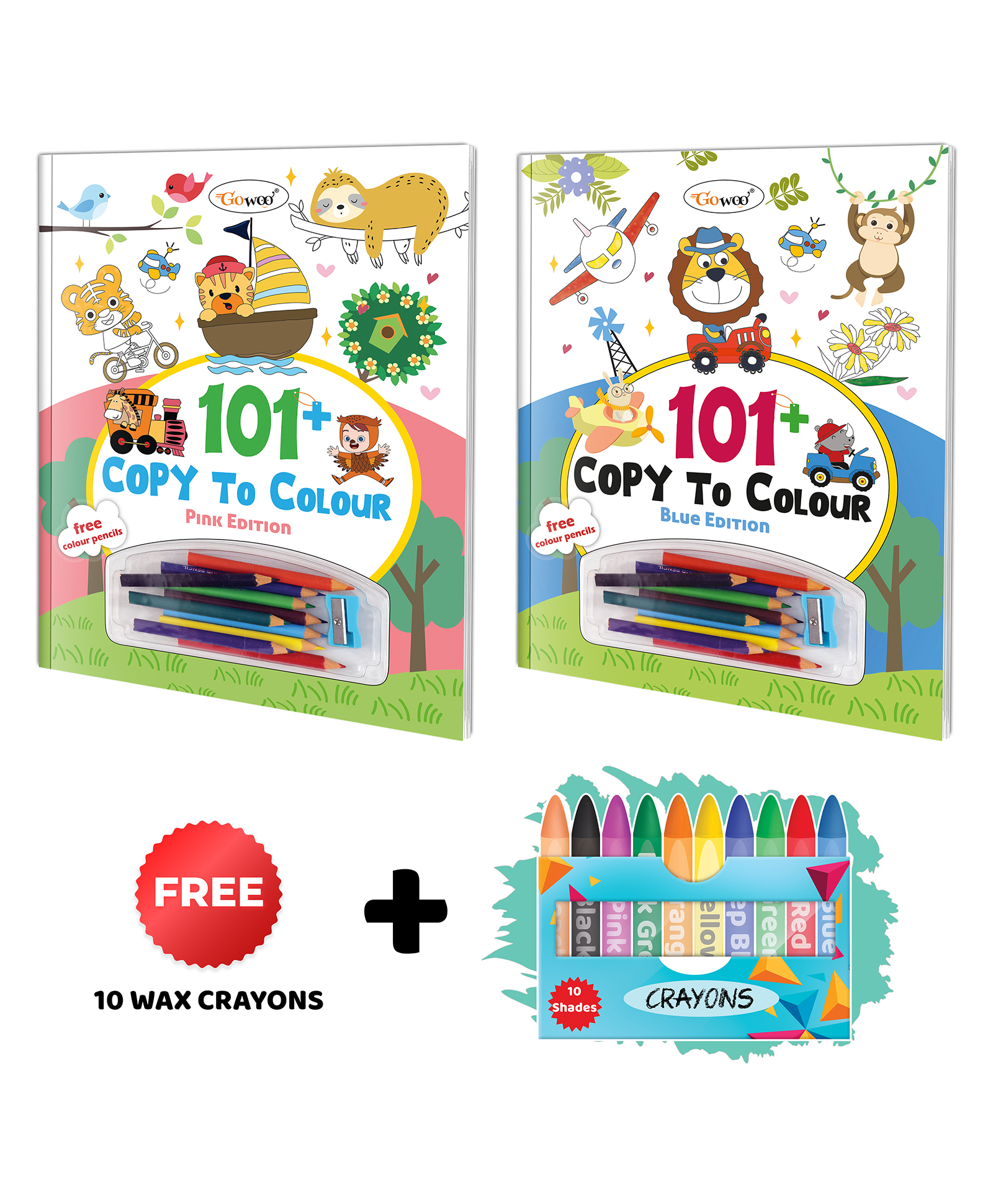 101+ Copy to Colour - Pink and Blue Edition with 10 Wax Crayons : Creative colouring book, Copy Coloring Book for Young kids, Educational Coloring Fun | Combo of 2 Copy to Colour Books - English-image-43