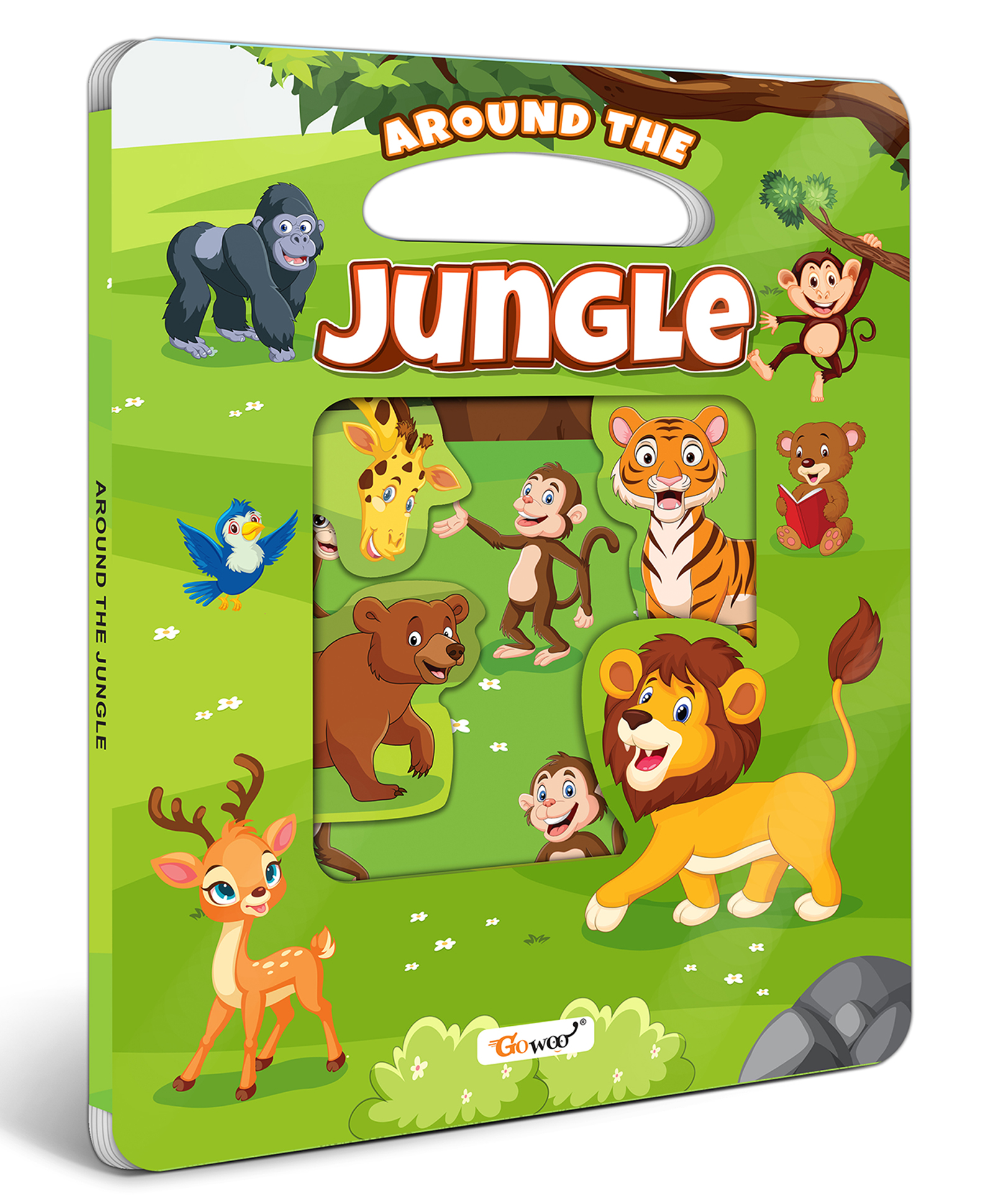 gowoo Around the Jungle Window Cut Board Book : Educational board book, Picture board book, Early Learning Picture Board Book, Toddler Learning Book-picture-16