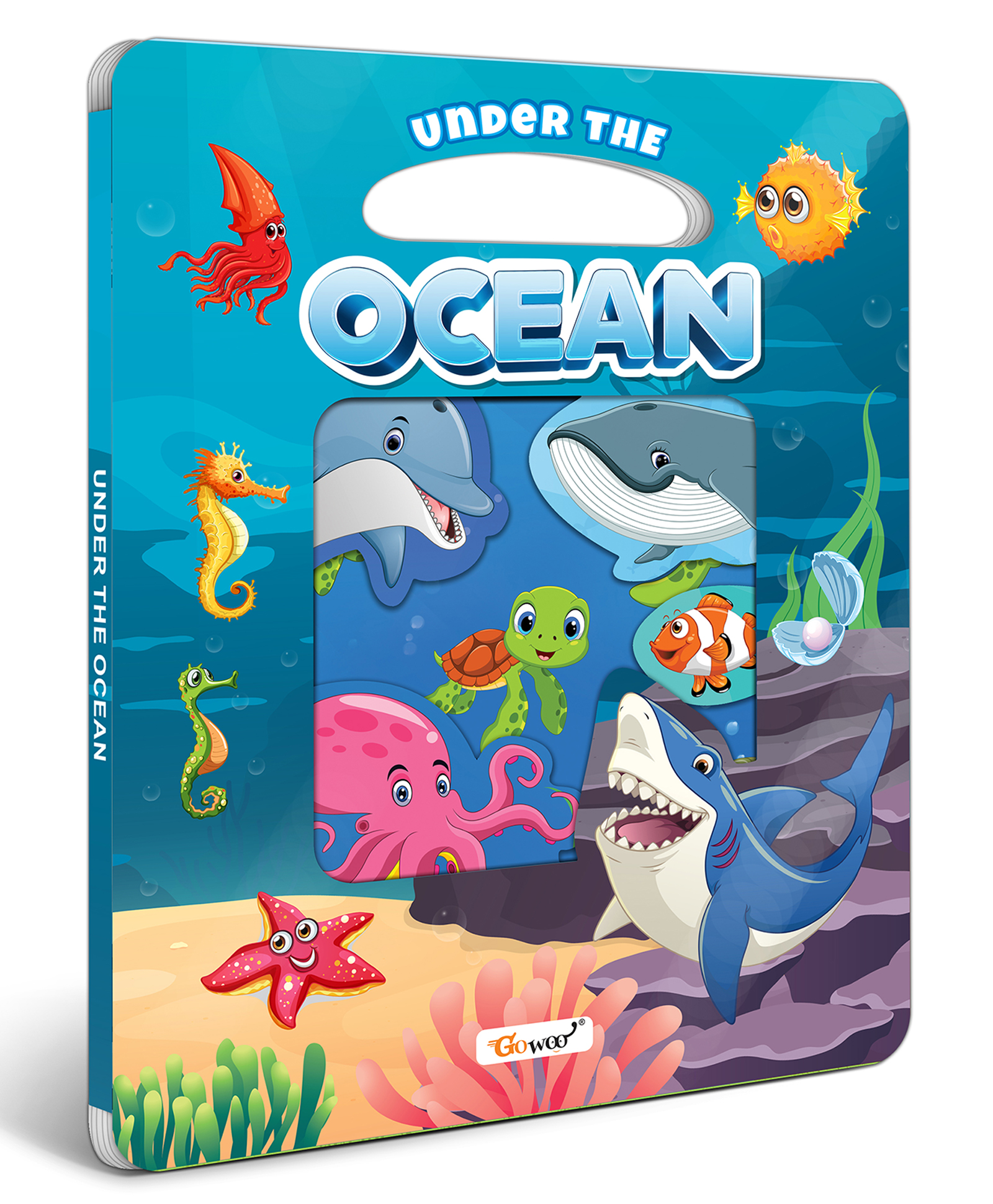 Under the Ocean Window Cut Board Book : Educational Picture book for kids, Toddlers board book, Learning board book, Die cut shape board book-image-9
