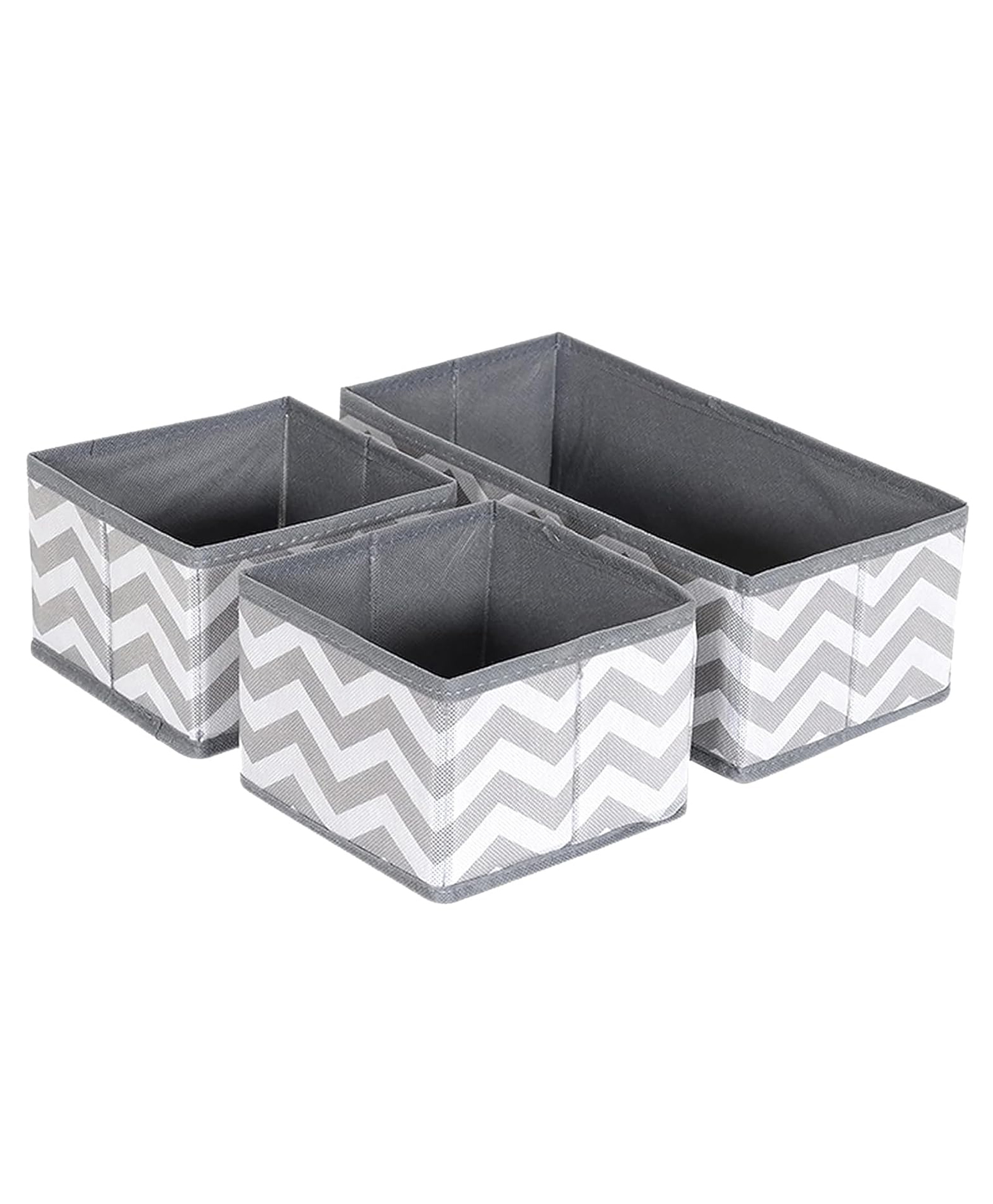 House of Quirk Standard Rectangular Storage Box Set of 3 Closet Dresser Drawer Organizer Cube Basket Bins Containers Divider with Drawers for Underwear Bras Socks -Grey Wave-picture-10