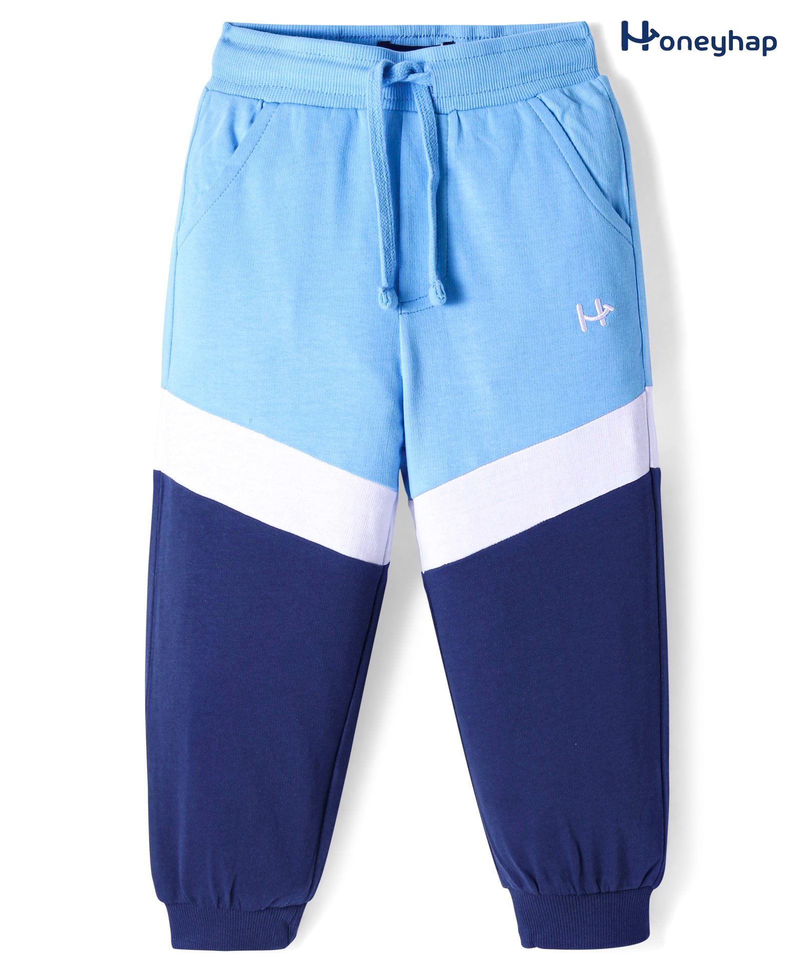 Honeyhap Premium 100% Cotton Knit Full Length Lounge Pants With Bio Finish Cut & Sew Design - Baltic Sea Blue Bright White & Navy Peony-picture-11