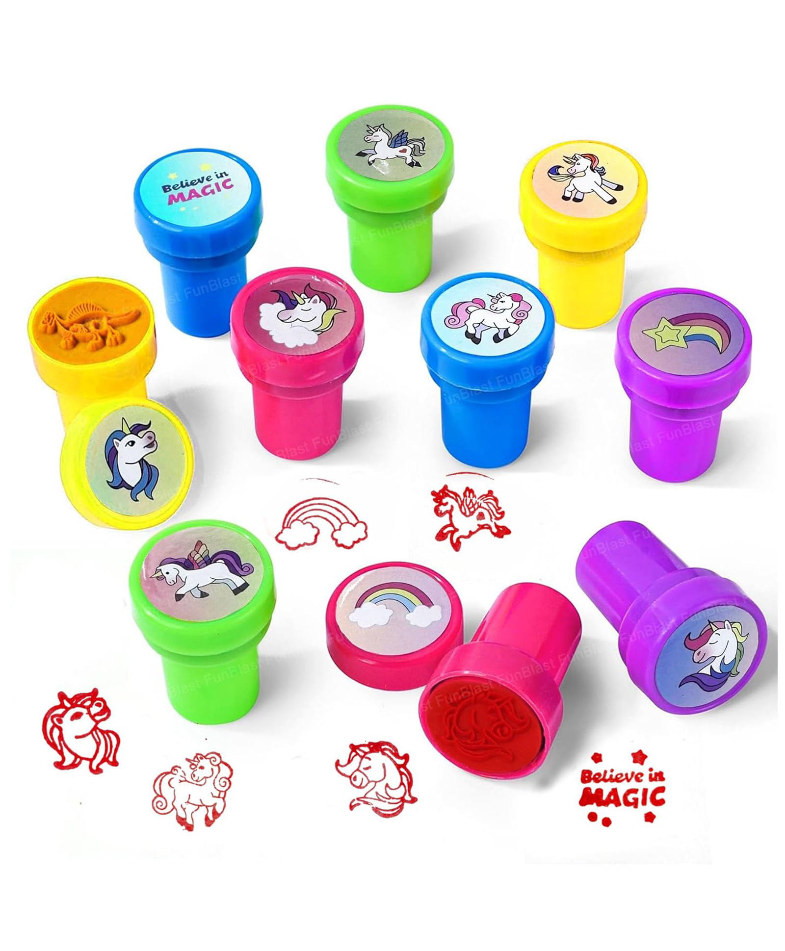 Bunie Unicorn Theme Stamps for Kids  10 Pcs Red ink-picture-15