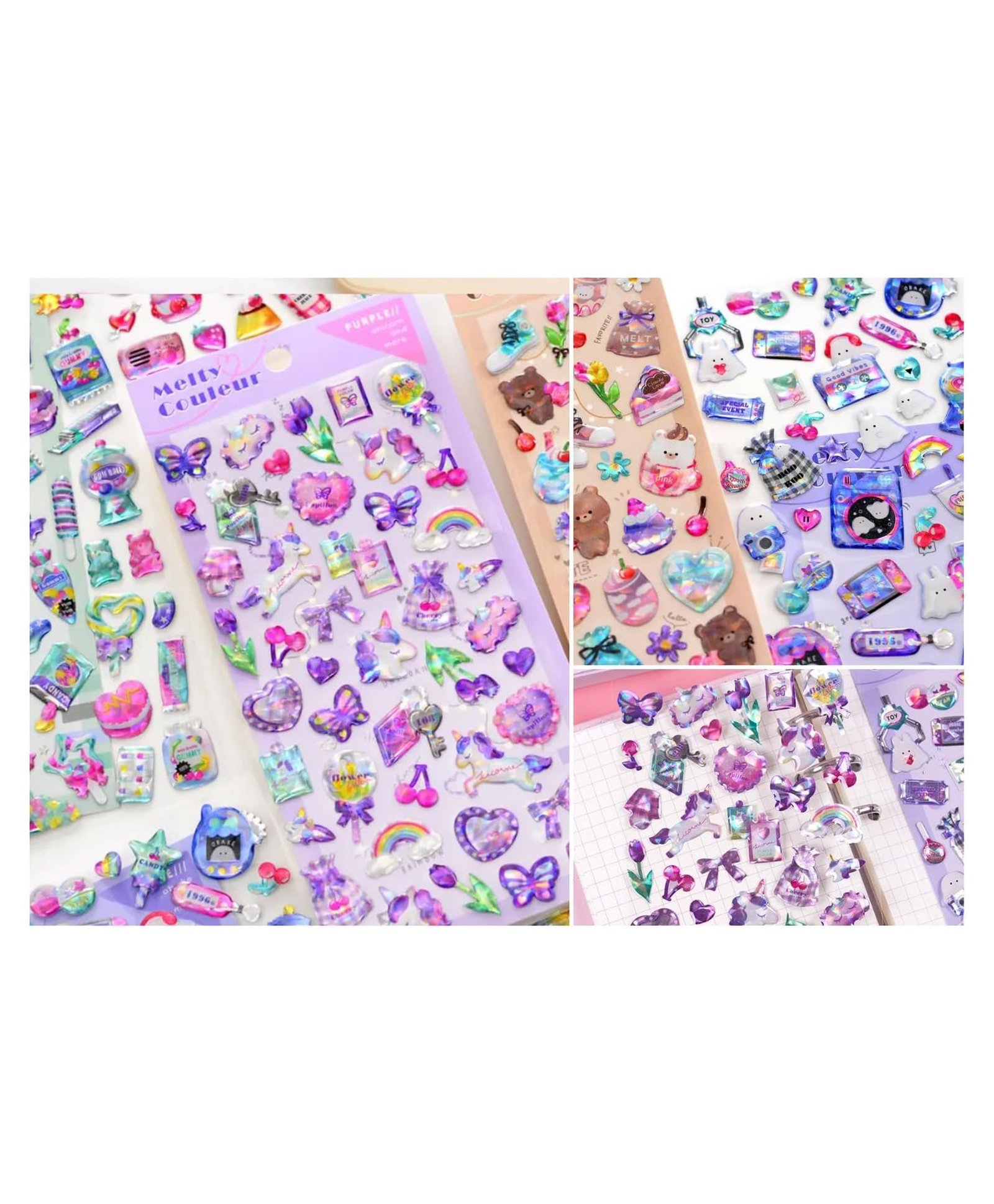 Bunie Cartoon Theme 3D Kawaii Stickers Set  6 Sheets Random Color & Design-image-28