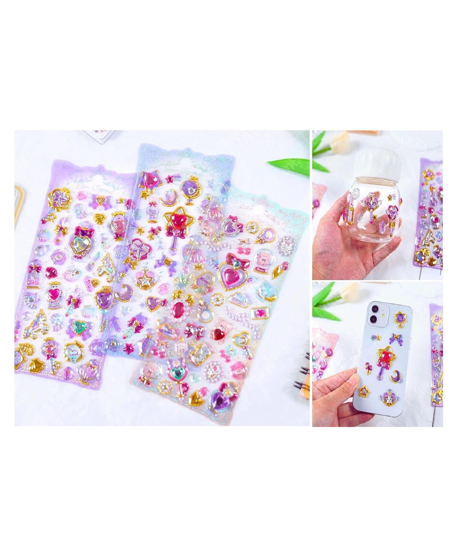 Bunie Cute Shining Crystal Gem Stickers Set  Pack of 4 Sheets Random Design-picture-18
