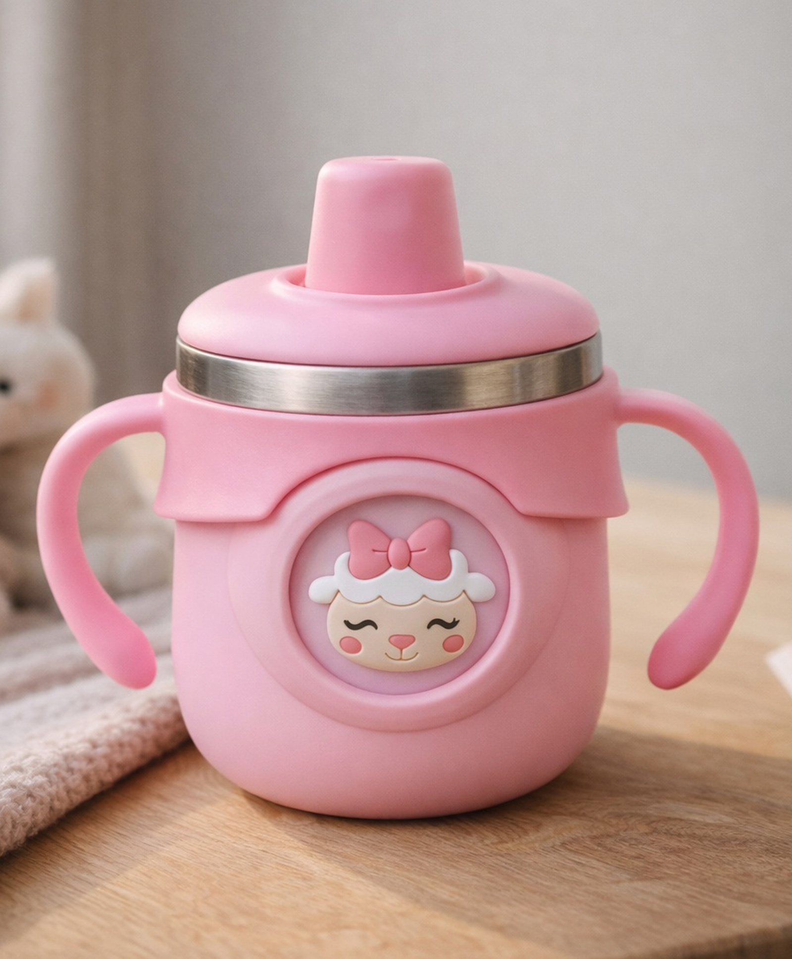 THE LITTLE LOOKERS Stainless Steel Insulated Hot & Cold Sipper Bottle for Kids/Double Wall & Vacuuming/Sipper Cups with Straw/Travelling Water Bottle for Kids with Straw (Pink - 260ml)-image-11