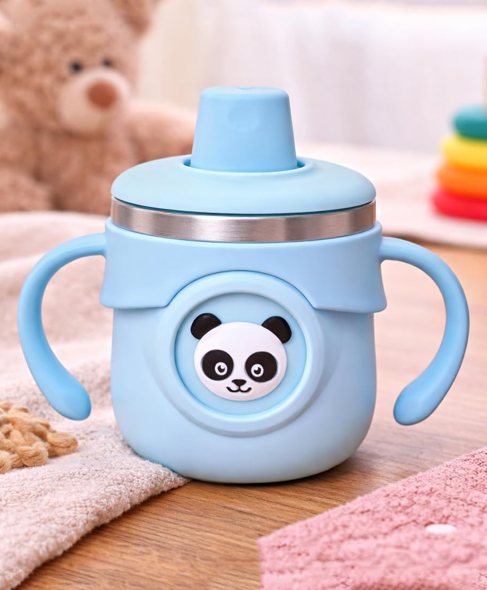 THE LITTLE LOOKERS Stainless Steel Insulated Hot & Cold Sipper Bottle for Kids/Double Wall & Vacuuming/Sipper Cups with Straw/Travelling Water Bottle for Kids with Straw (Sky Blue - 260ml)-image-39