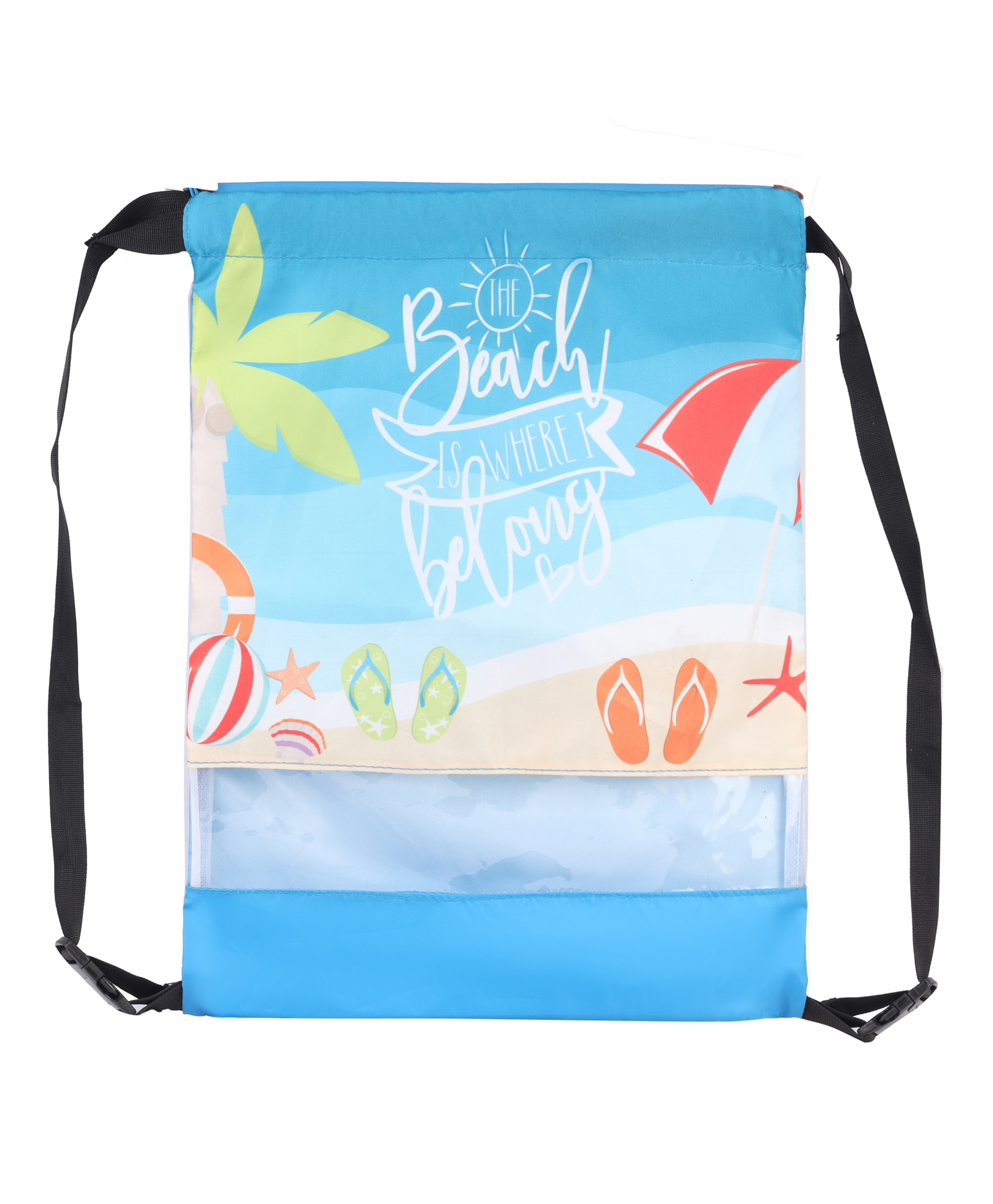 Echo Boomers Beach Print Drawstring Bag  Water-Resistant, Adjustable Straps, Spacious Main Compartment-image-20