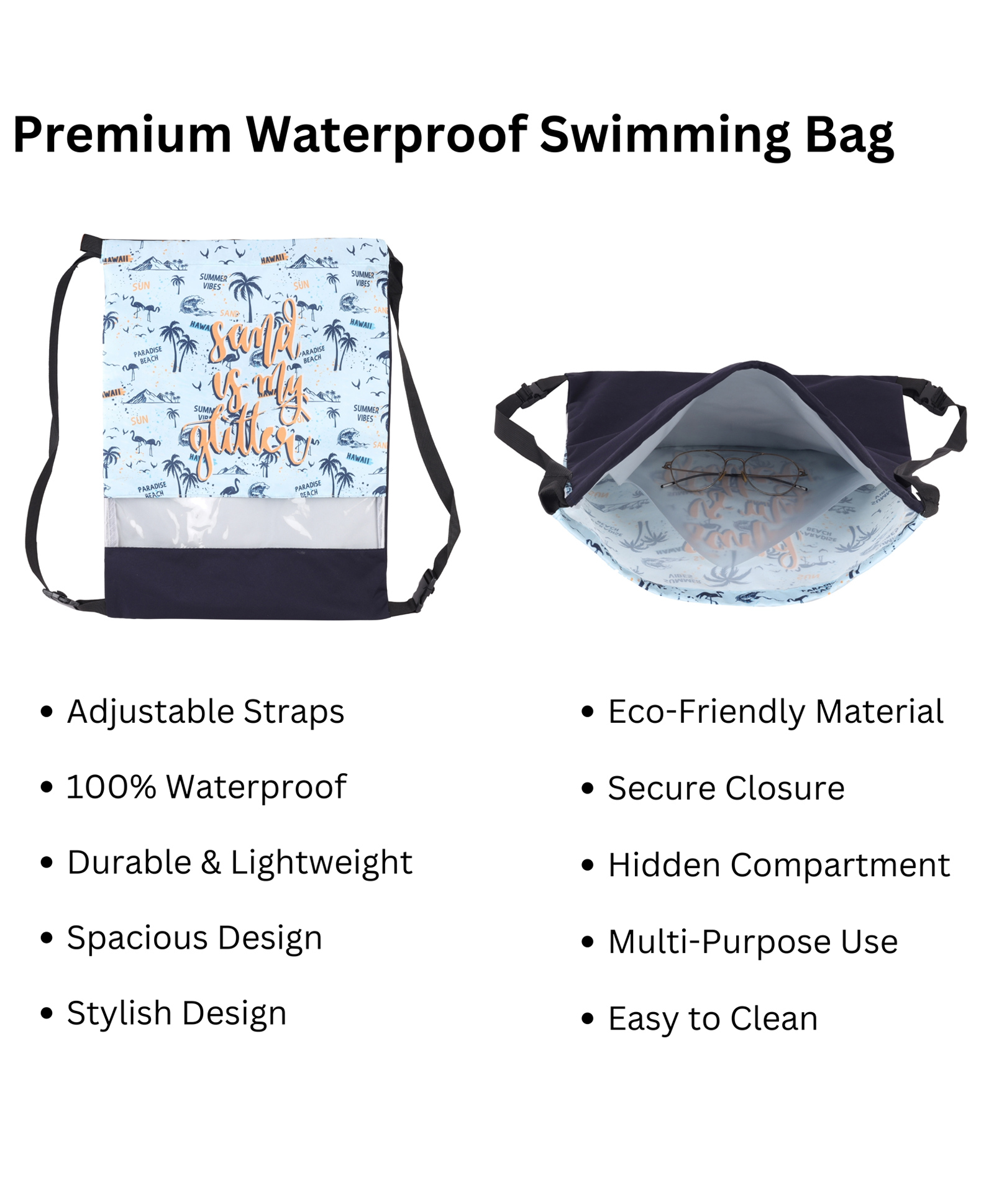 Echo Boomers Sand Print Drawstring Bag  Water-Resistant, Adjustable Straps, Spacious Main Compartment-picture-26