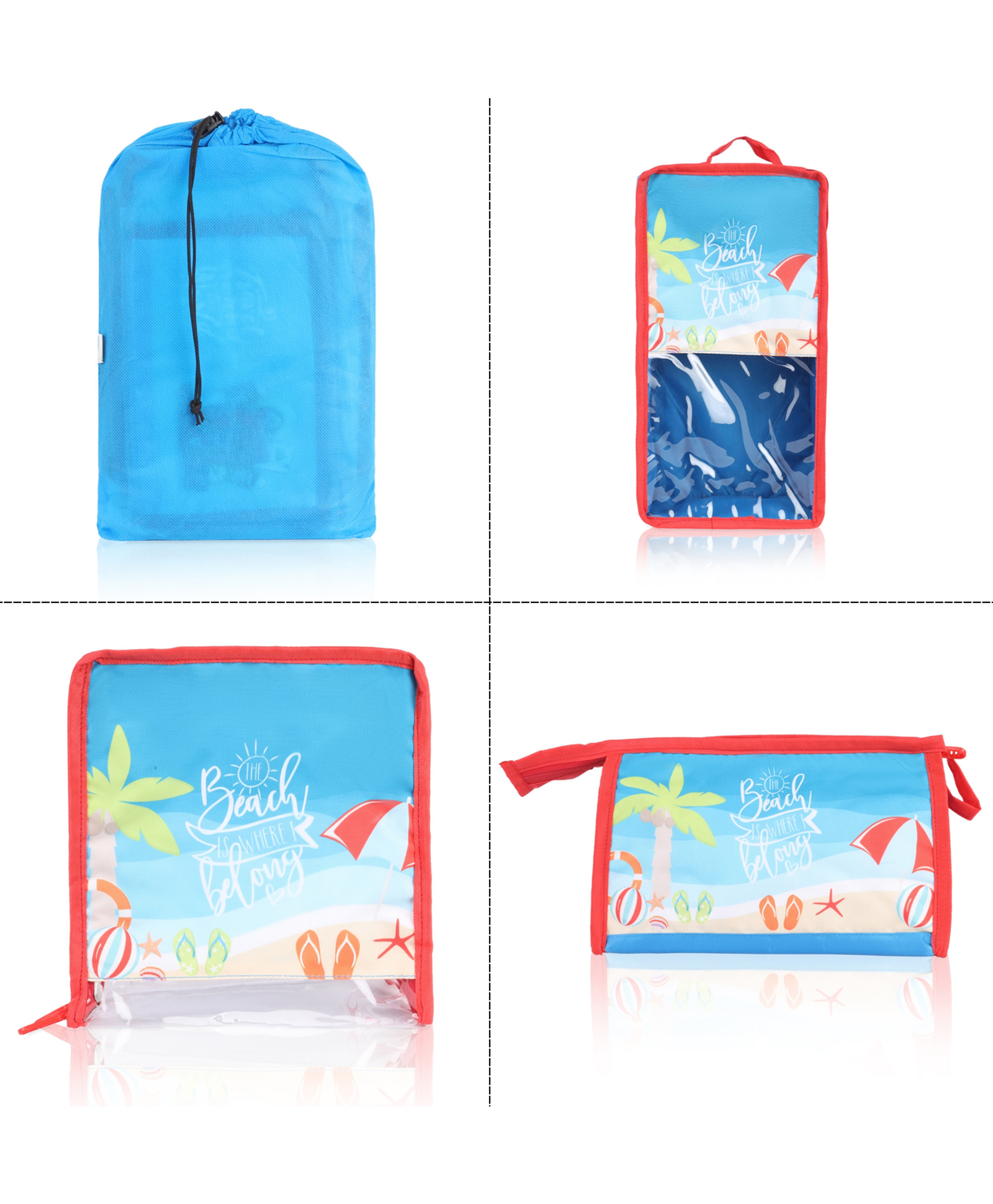 Echo Boomers Beach  4-Piece Organizer Set - Blue, Packing Cubes with Unique Print.-image-18