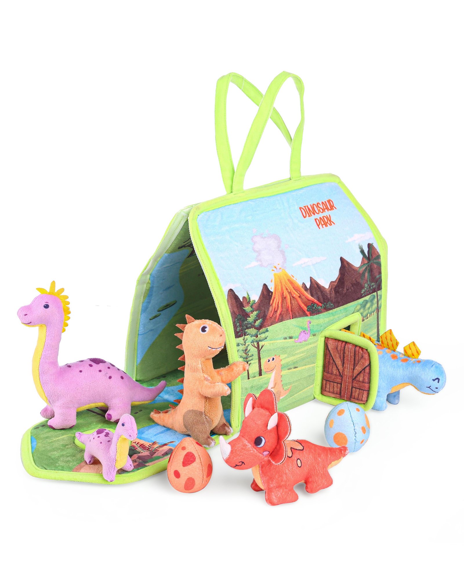 Play Nation My Little Dino House Play Mat - Blue Green & Pink