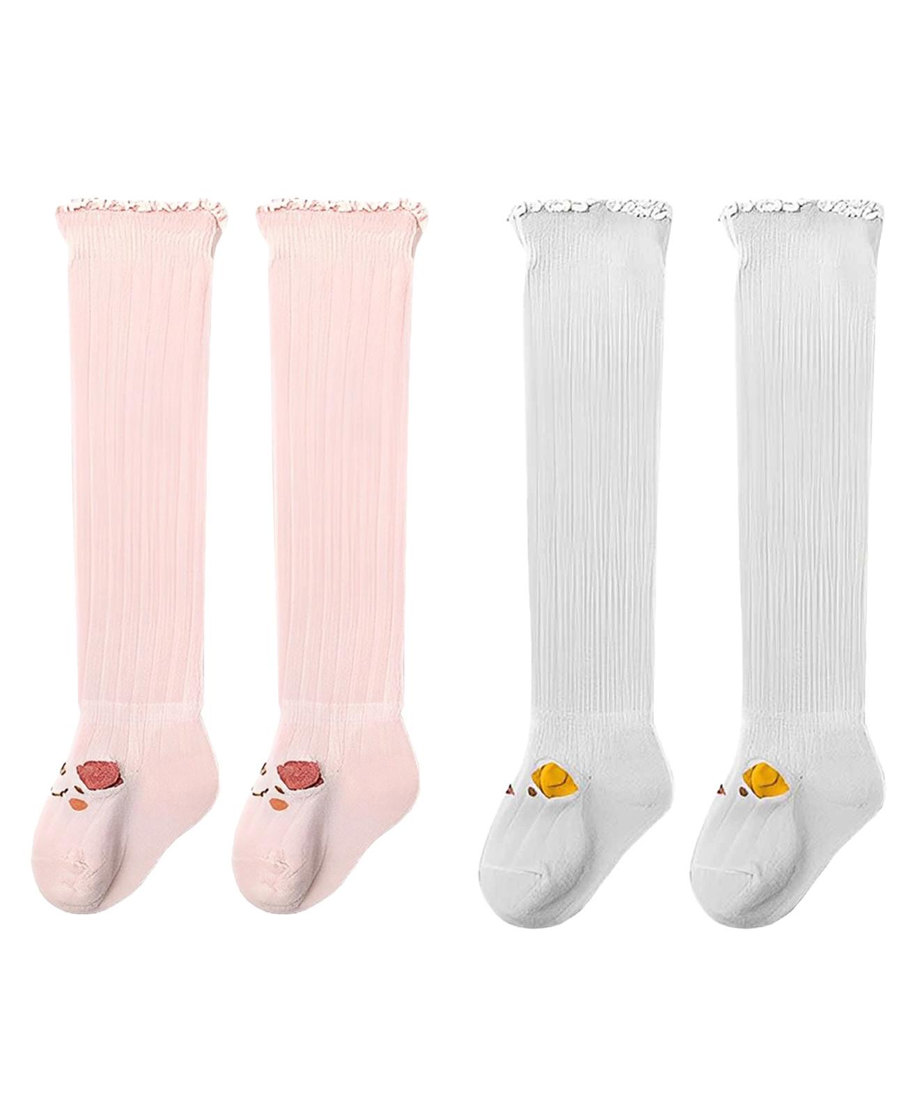 SYGA Set Of 2 Cotton Solid Socks - Pink & Grey-picture-33