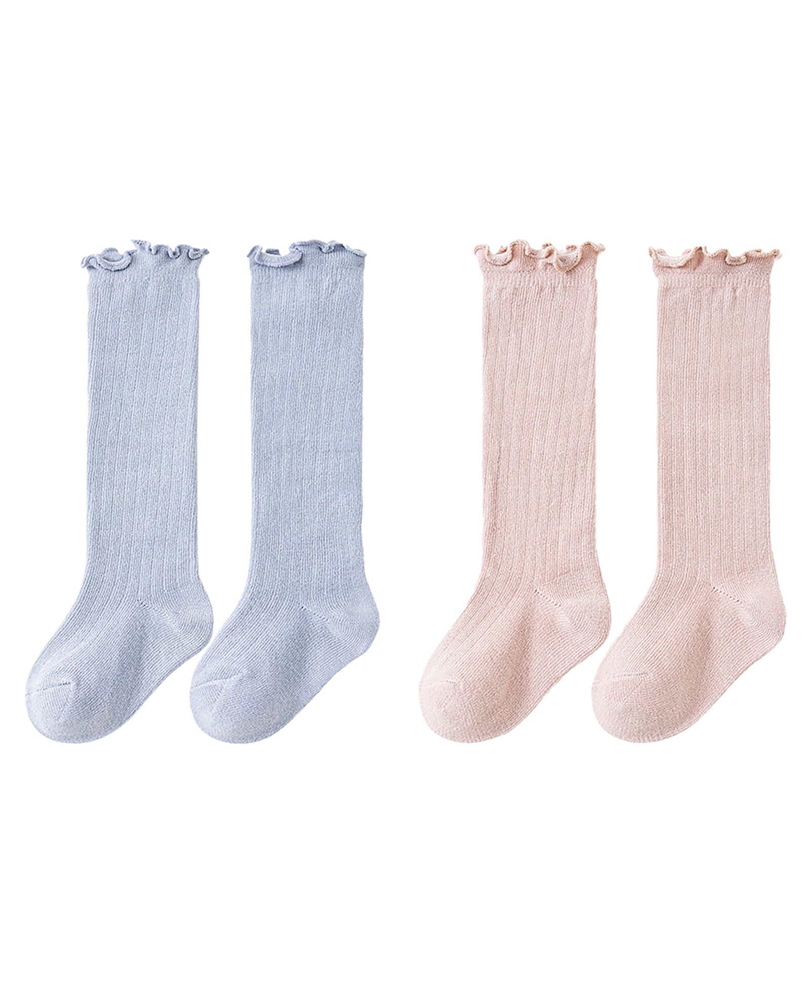 SYGA Set Of 2 Cotton Solid Socks - Pink & Light Blue-picture-33