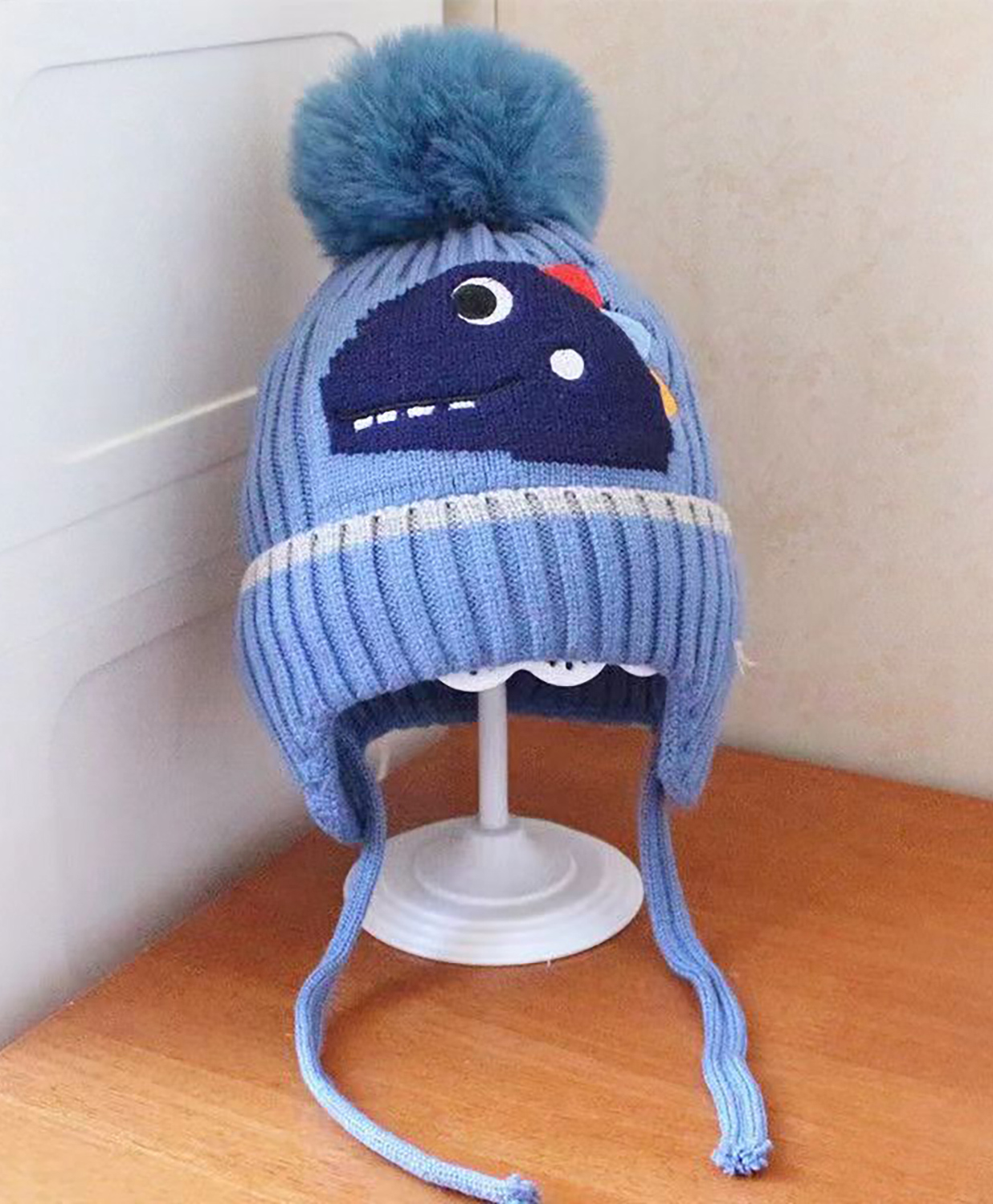 SYGA Wool Cap Beanie with Pom Pom Warm Ear Protection Knitted Cap - Blue-picture-19