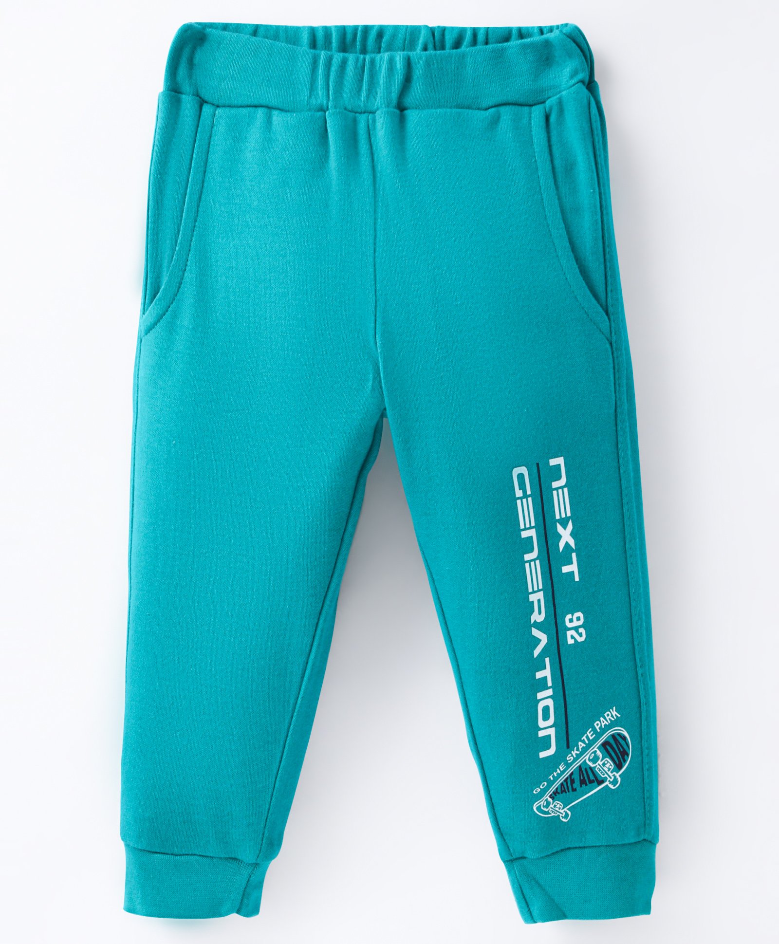 Zero Interlock Knit Full Length Lounge Pant with Text Print - Teal Blue-image-45
