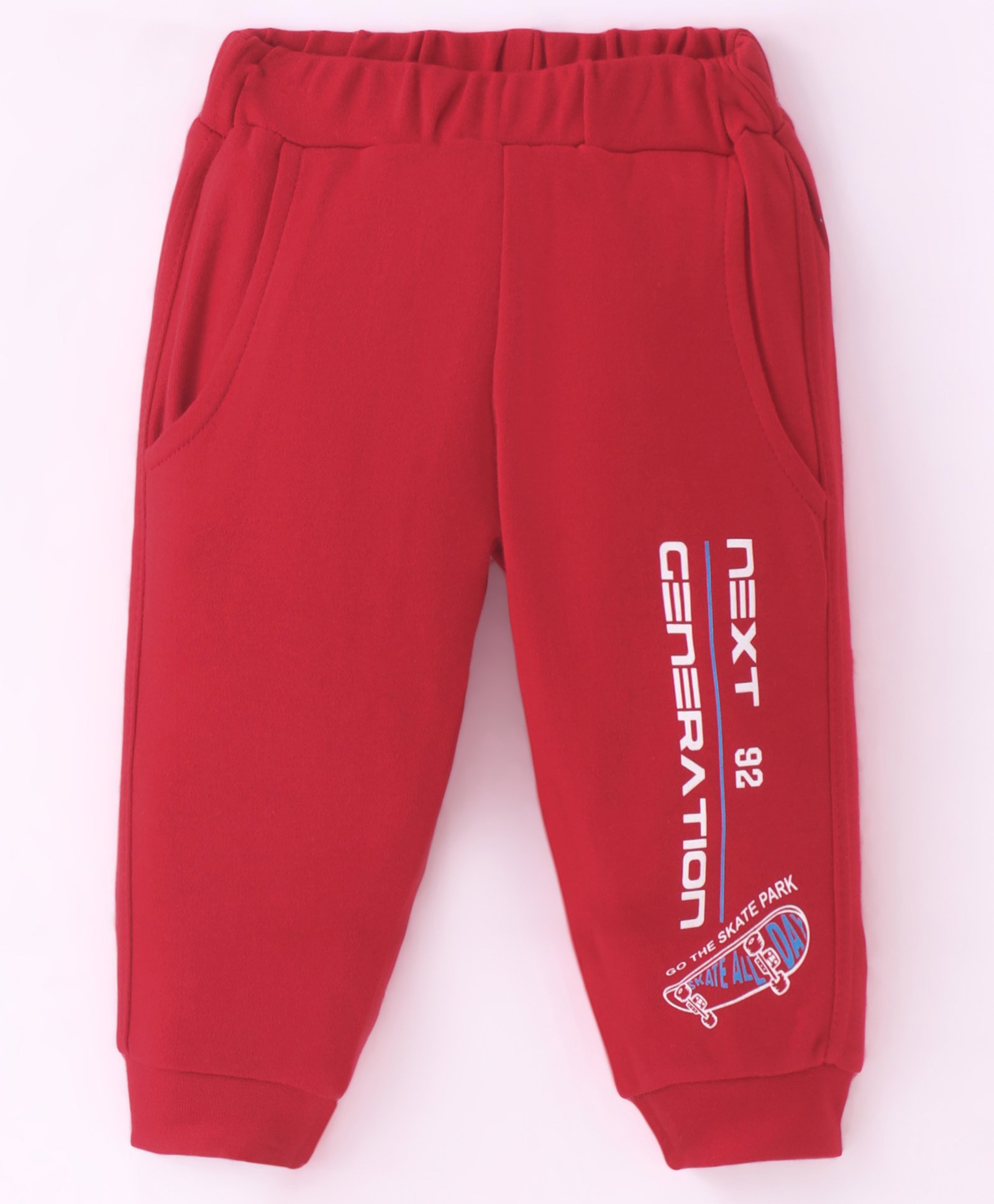 Zero Interlock Knit Full Length Lounge Pantwith Text Print - Red-image-19