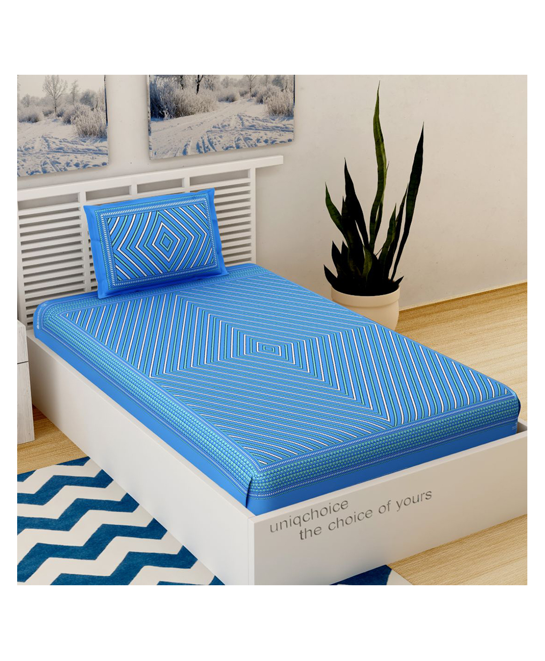 UniqChoice Pure Cotton Jaipuri Single bed sheet With 1 Pillow Cover-picture-25